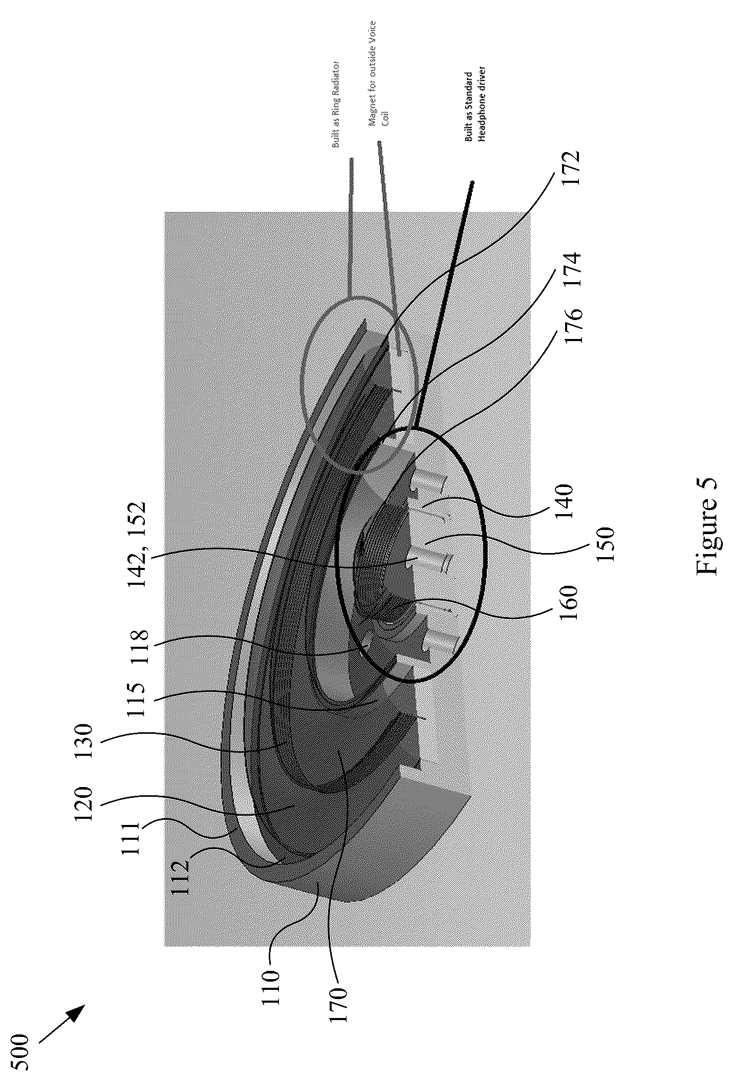 Patent US12328545 Figure 5 – Hybrid ring-radiator headphone driver