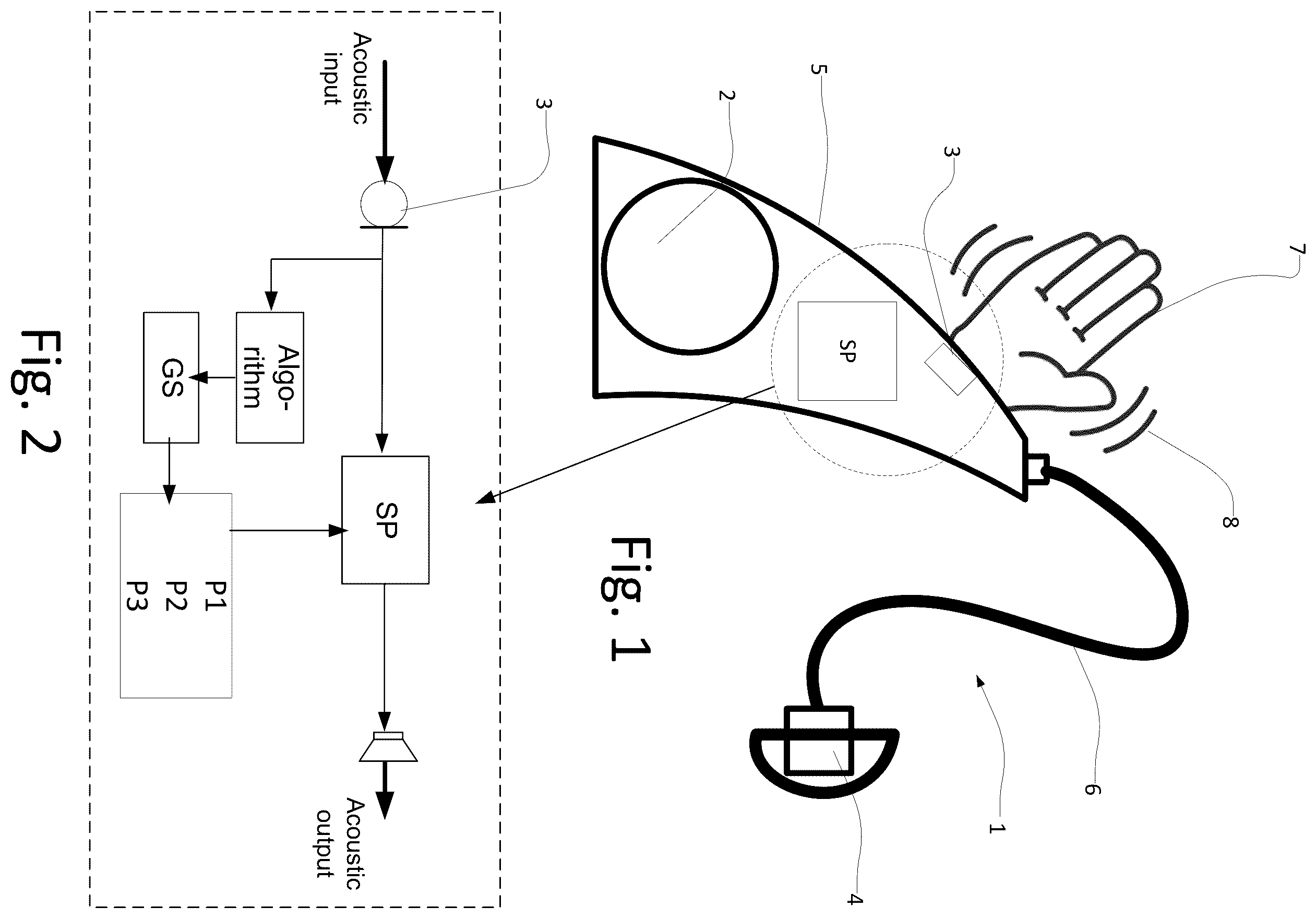 Patent US12328552 Figure 1 – Hearing aid with handsfree control
