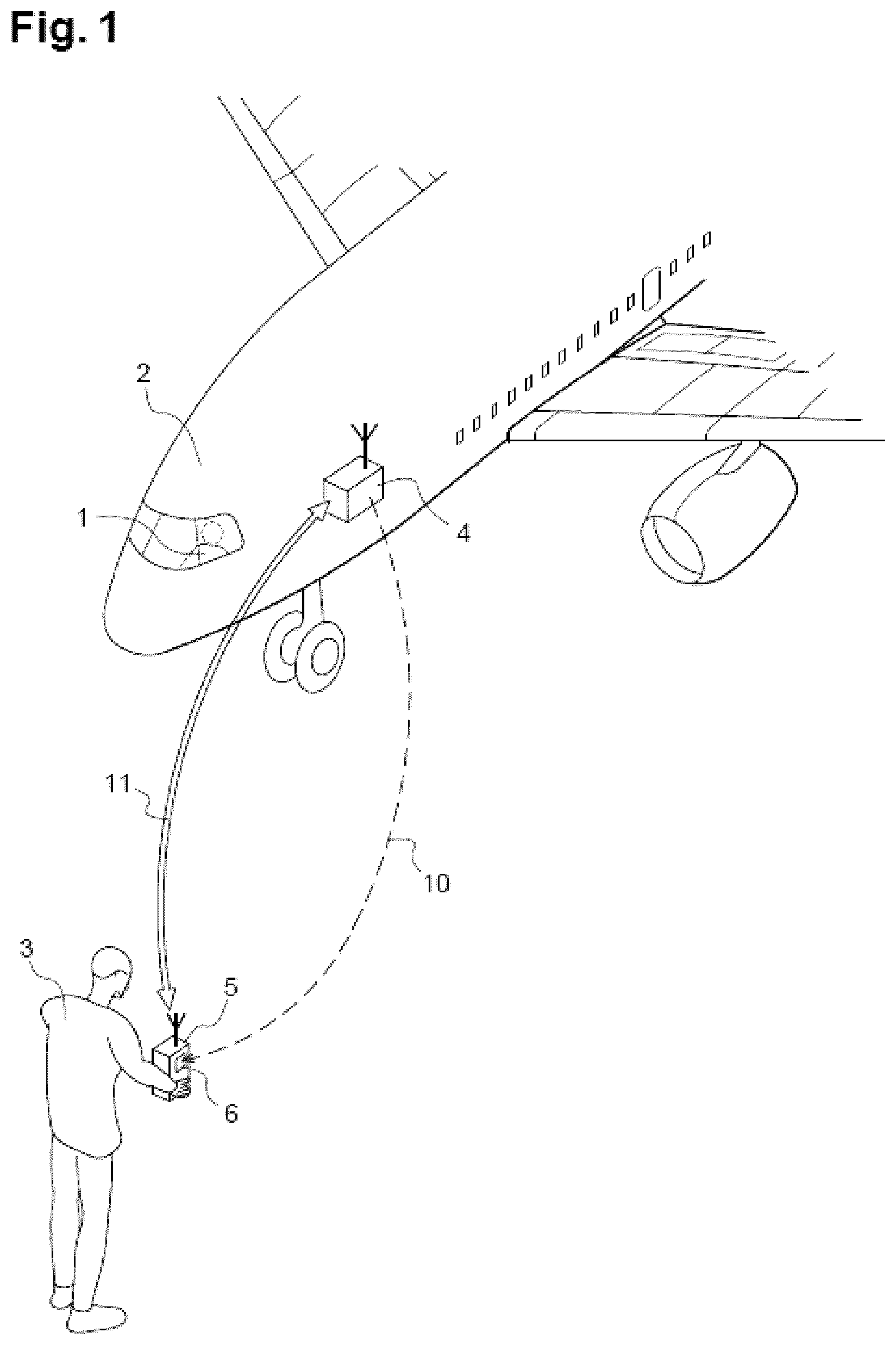 Patent US12328576 — Method of securing radio communication between an aircraft and a ramp agent — Figure 1