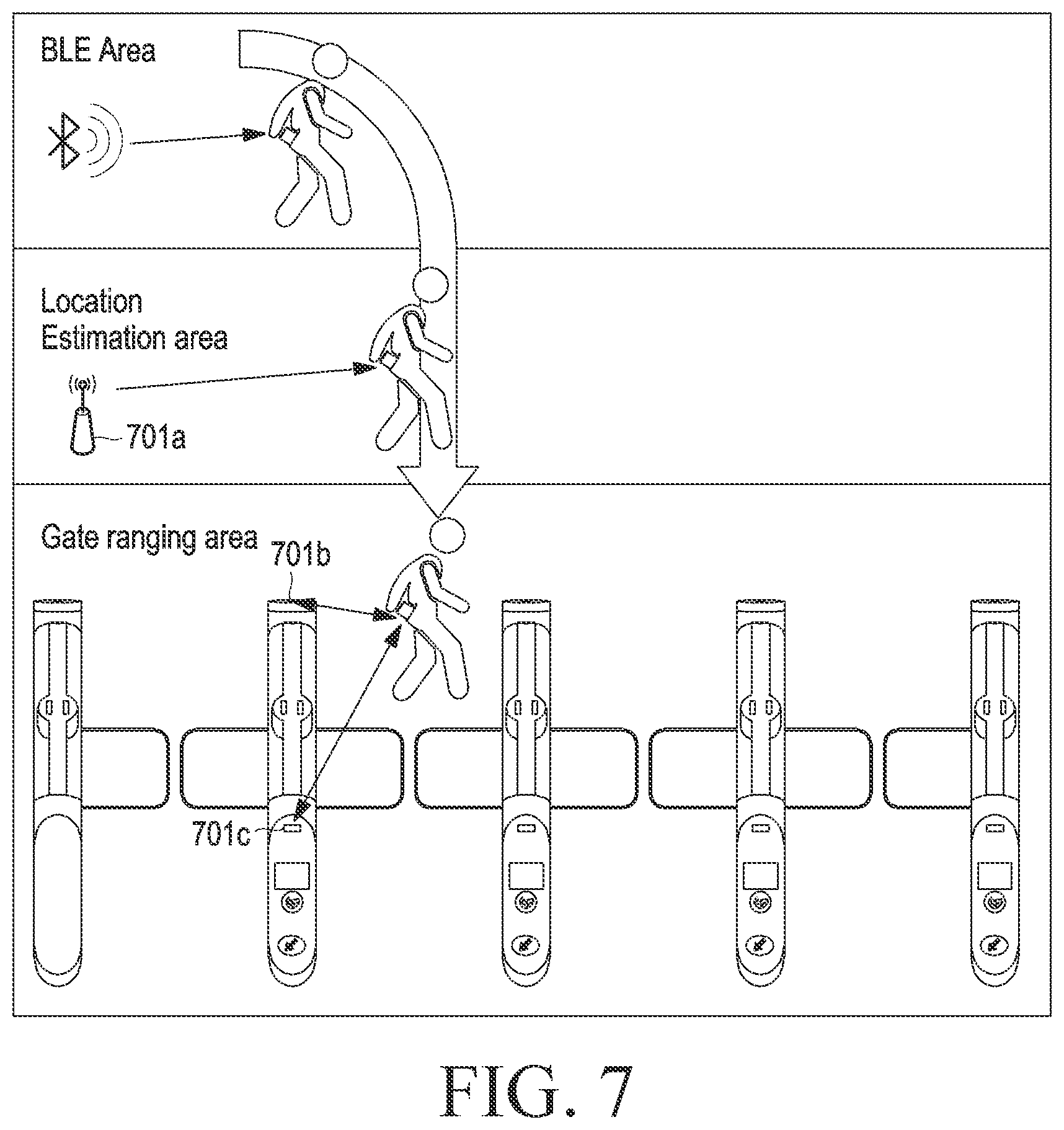 Patent US12328640 Figure 7 – Method and system for selecting gate using positioning information