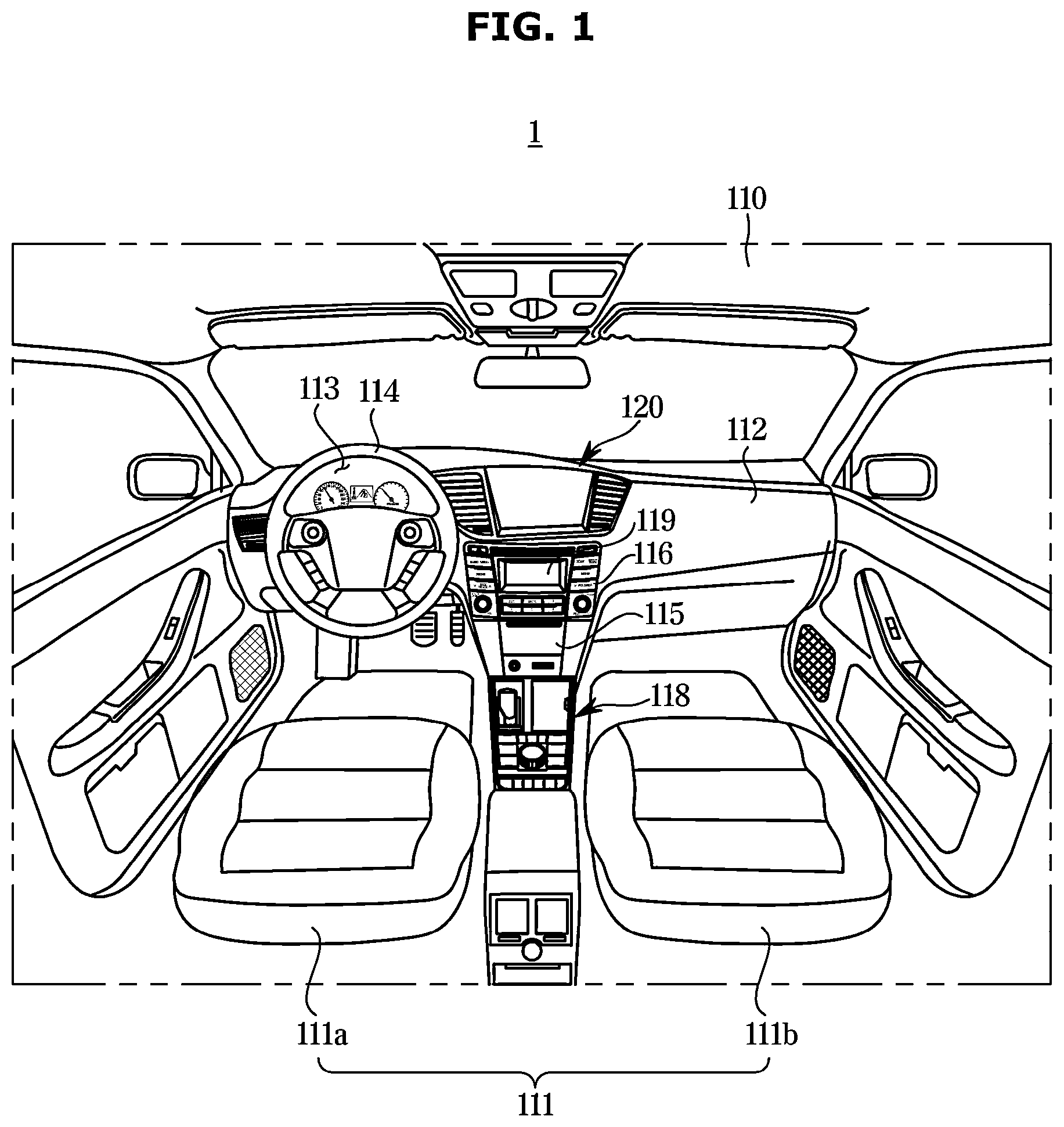 Patent US12328661 Figure 1 – Broadcast signal output device and vehicle having the same