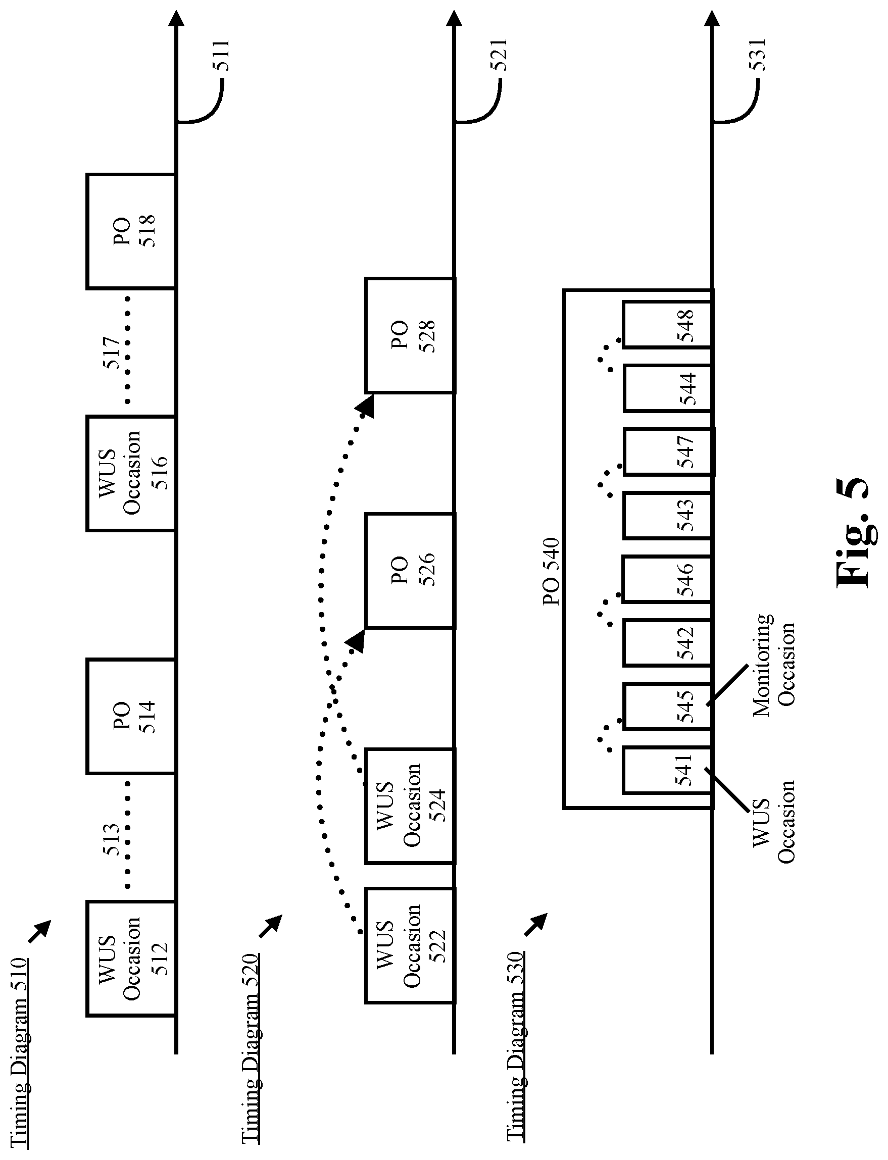 Patent US12328676 Figure 5 – Transmitting wake-up signals for paging operations