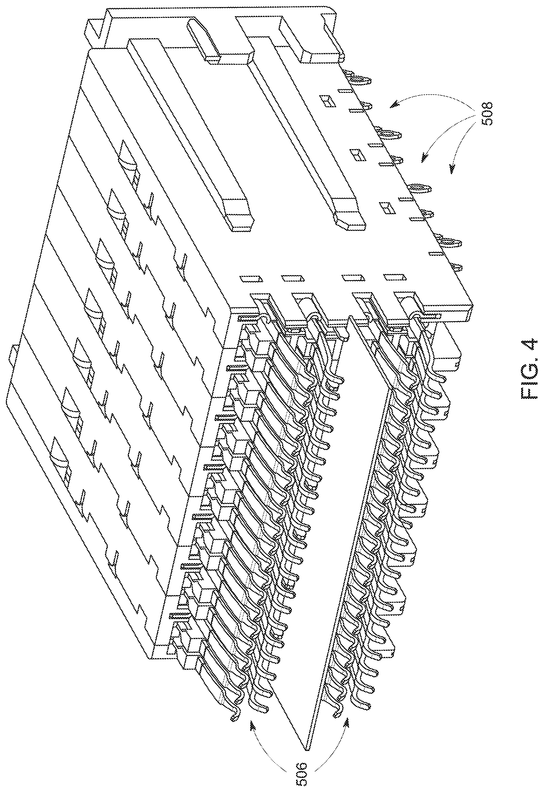 Patent US12328812 Figure 4 – Connector and printed circuit board with surface ground plane