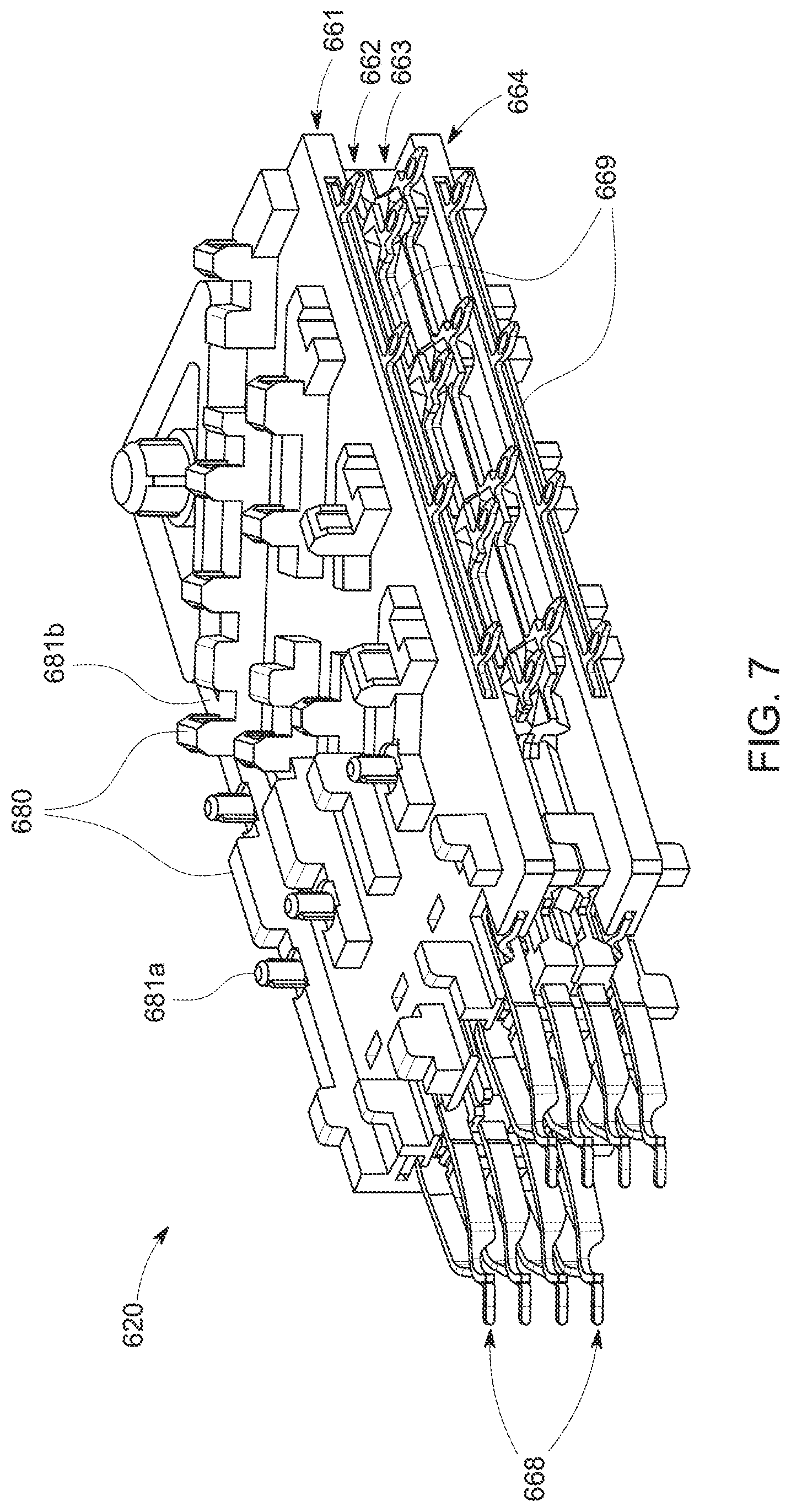 Patent US12328812 Figure 7 – Connector and printed circuit board with surface ground plane