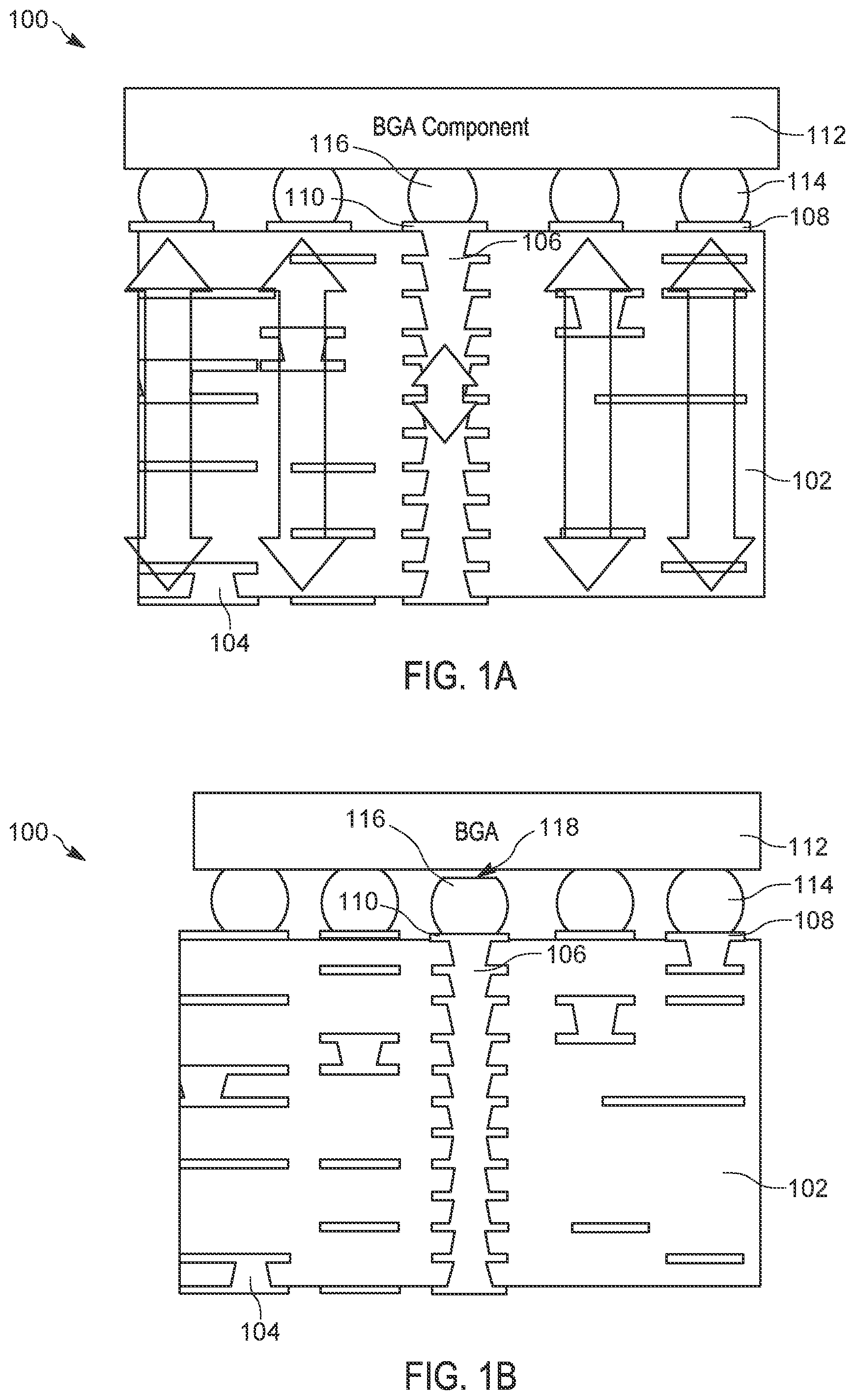 Patent US12328826 Figure 1 – Solder pads with concave edges for ball grid arrays