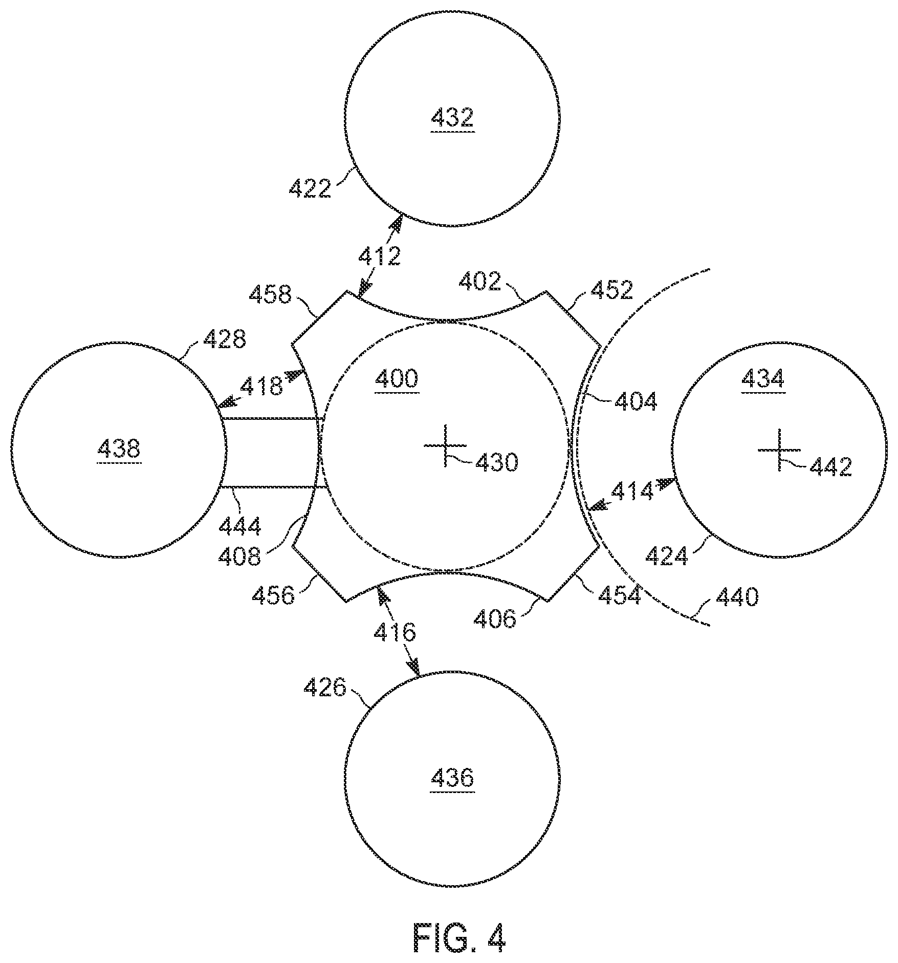 Patent US12328826 Figure 4 – Solder pads with concave edges for ball grid arrays