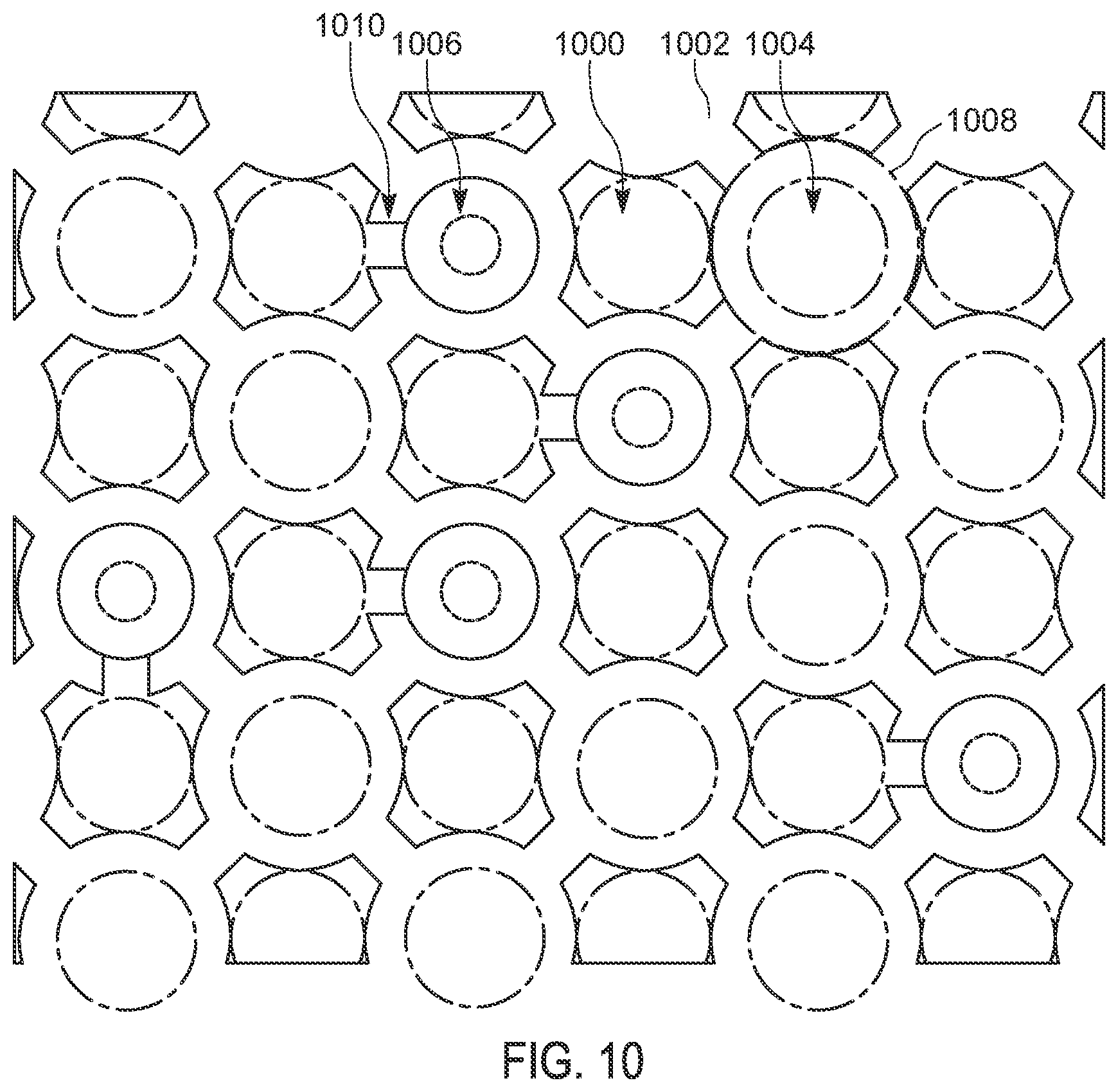 Patent US12328826 Figure 8 – Solder pads with concave edges for ball grid arrays