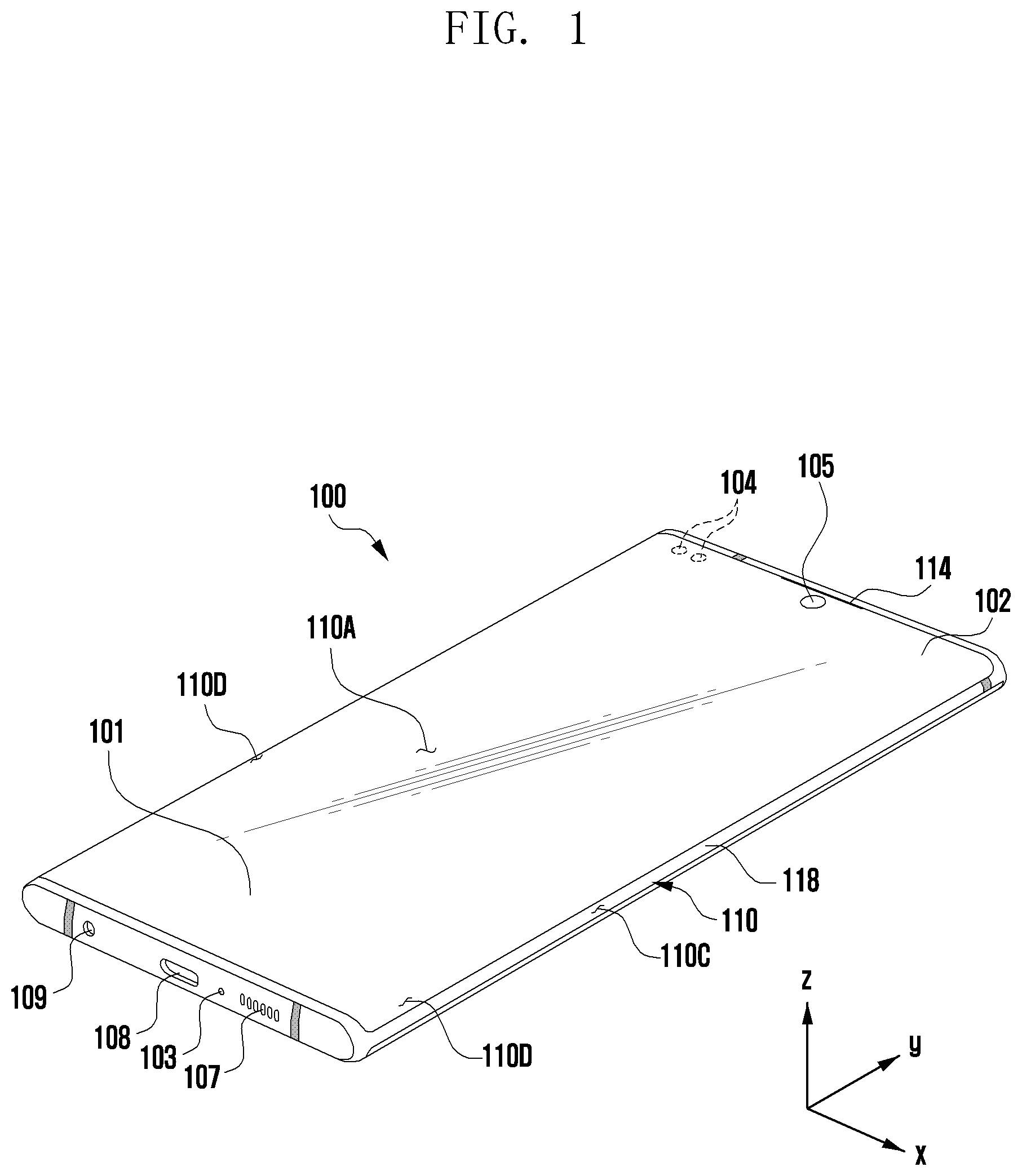 Patent US12328831 Figure 1 – Electronic device including air vent