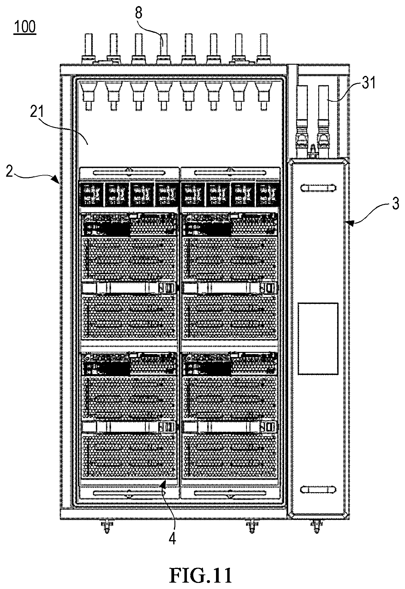 Patent US12328842 Figure 10 – Immersed liquid cooling apparatus and liquid cooling system