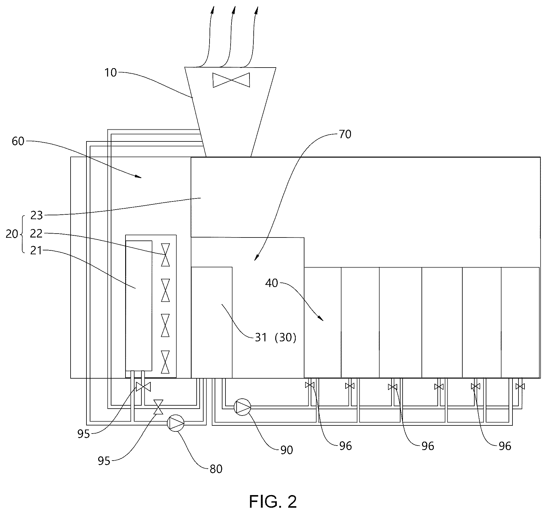 Patent US12328850 Figure 2 – Data center cooling system and data center