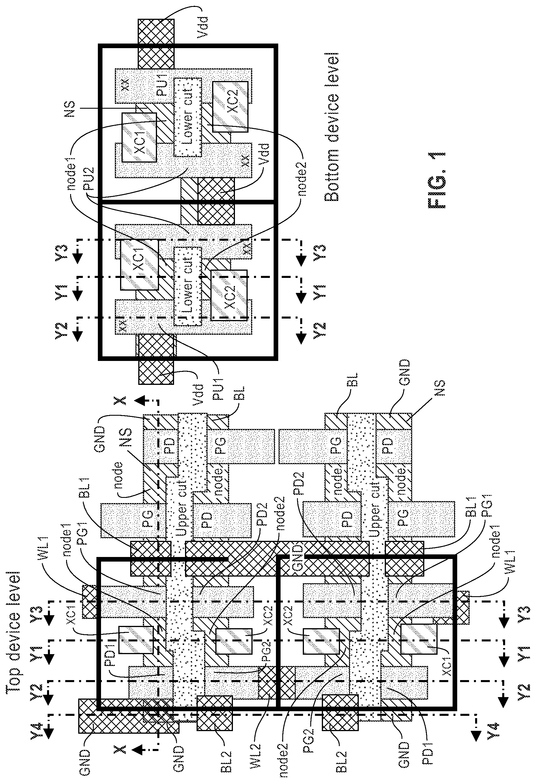 Patent US12328859 Figure 1 – Stacked FET SRAM