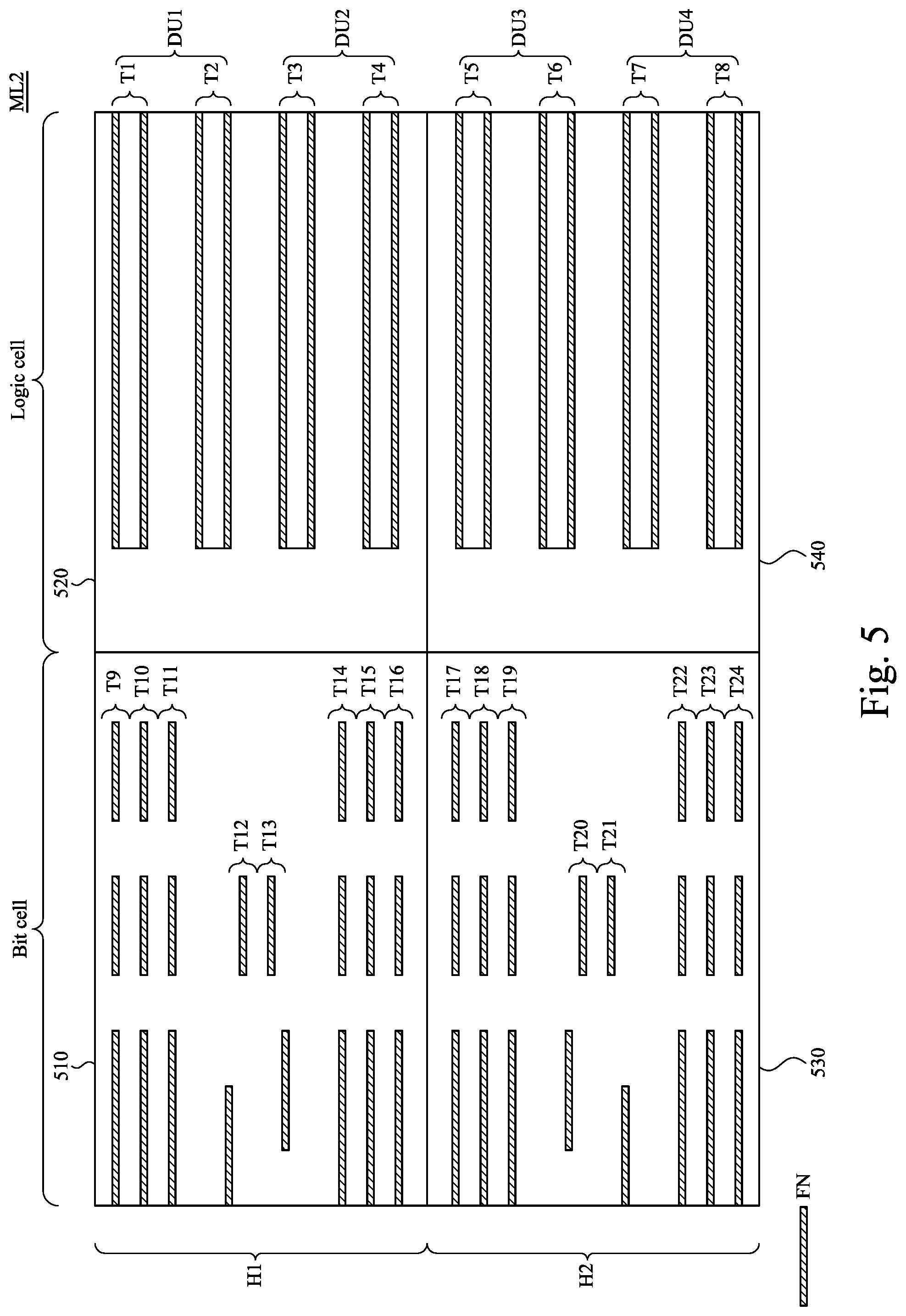 Patent US12328860 Figure 5 – Semiconductor device with increased unity density