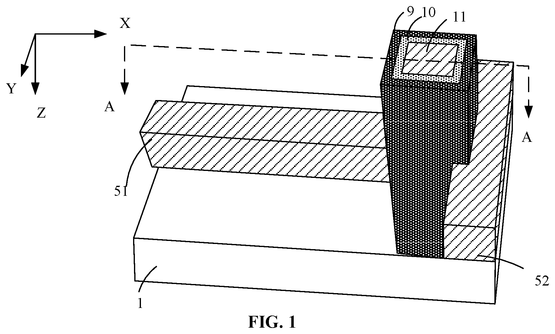 Patent US12328863 Figure 1 – Transistor, 3D memory and manufacturing method therefor, and electronic device