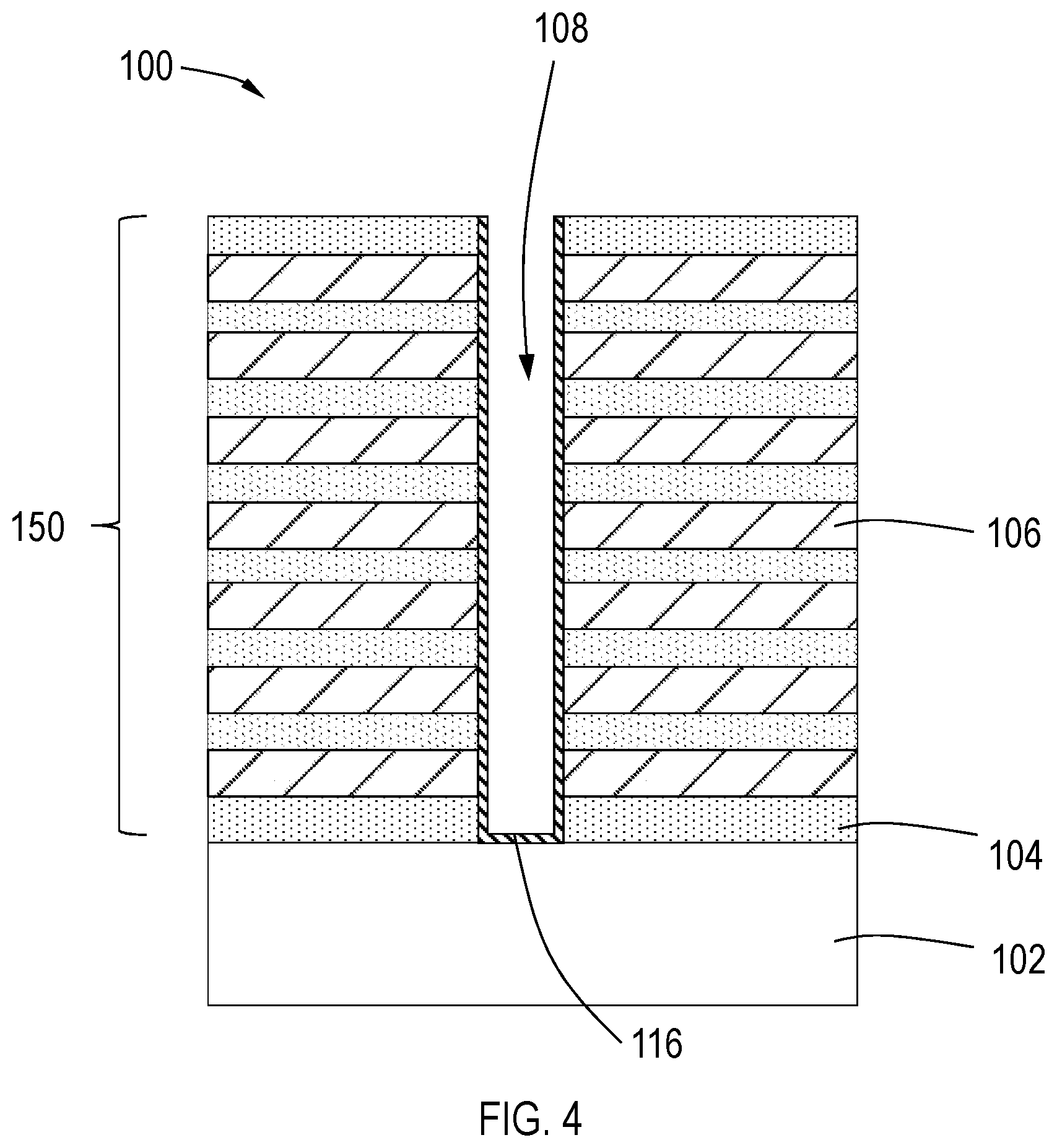 Patent US12328872 Figure 4 – Liner for V-NAND word line stack