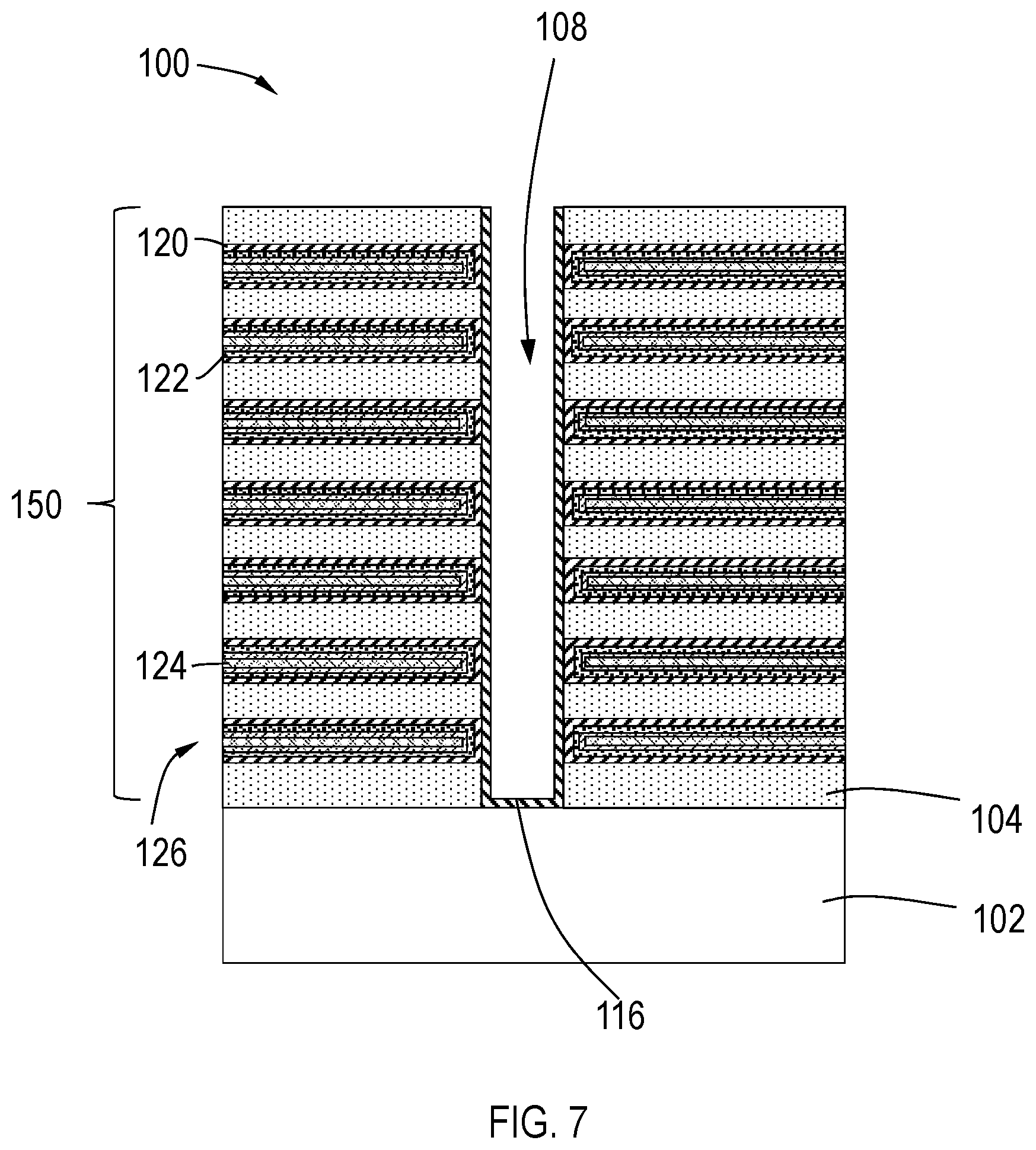 Patent US12328872 Figure 7 – Liner for V-NAND word line stack