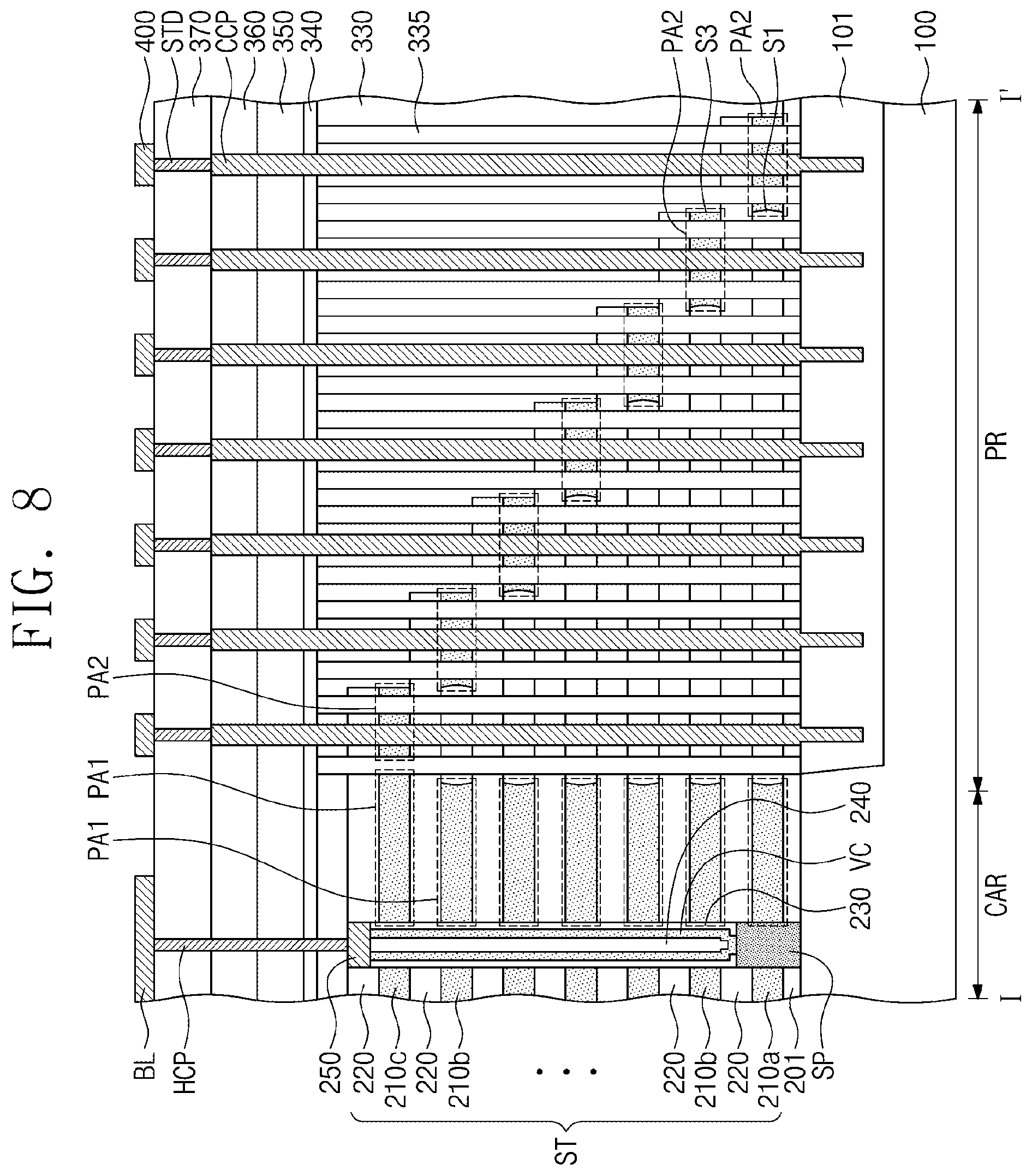 Patent US12328876 Figure 8 – Three-dimensional semiconductor memory device