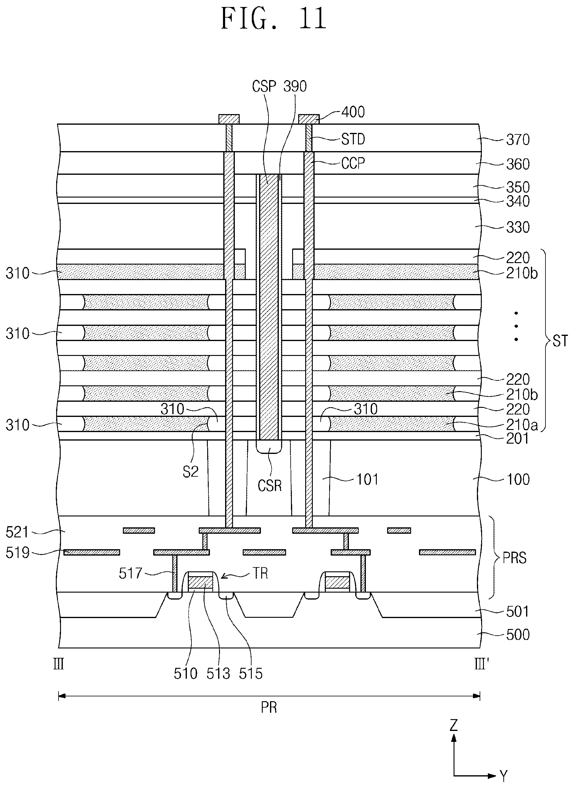 Patent US12328876 Figure 11 – Three-dimensional semiconductor memory device