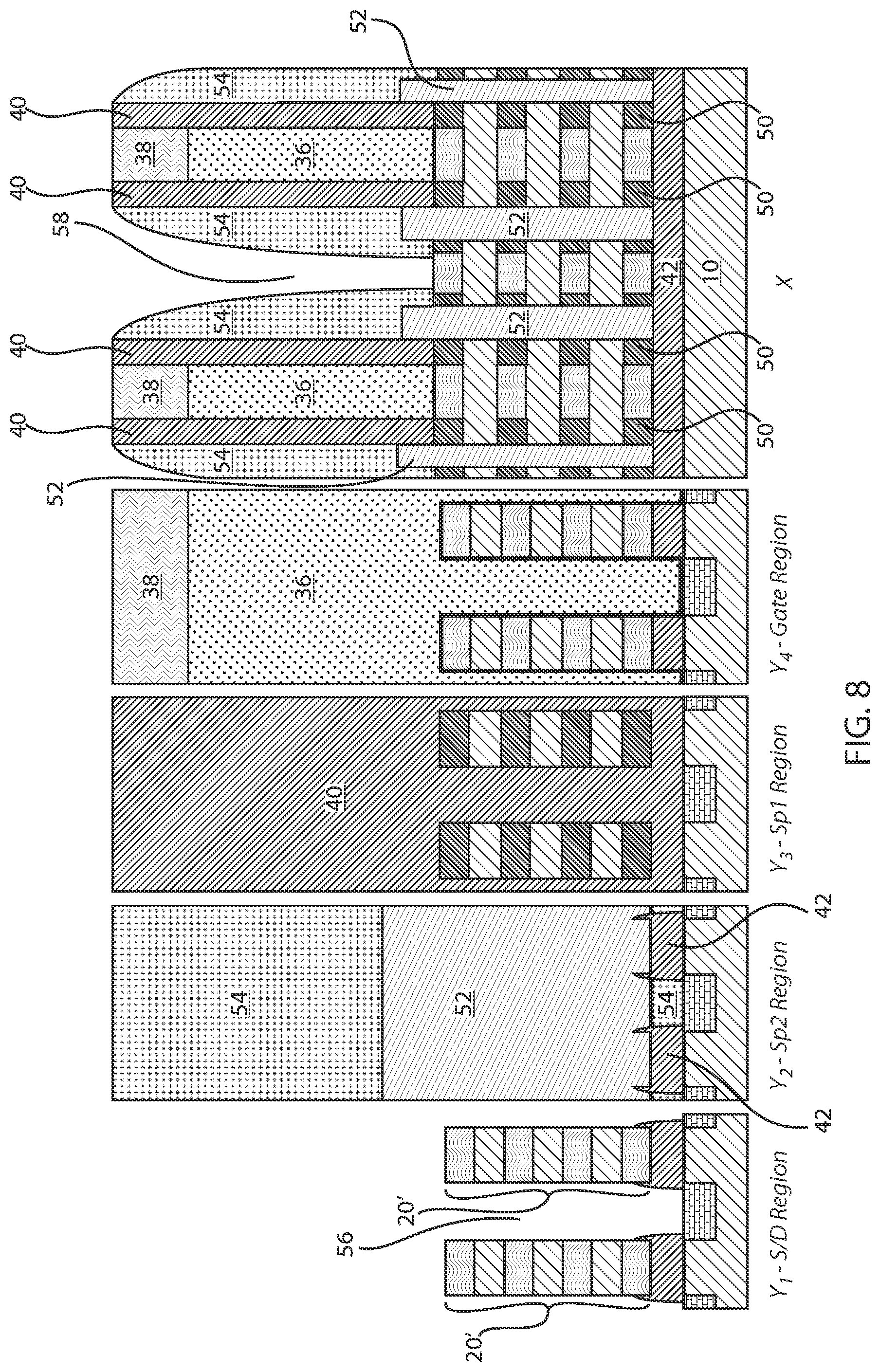 Patent US12328916 Figure 8 – CPP-agnostic source-drain contact formation for gate-all-around devices with dielectric isolation