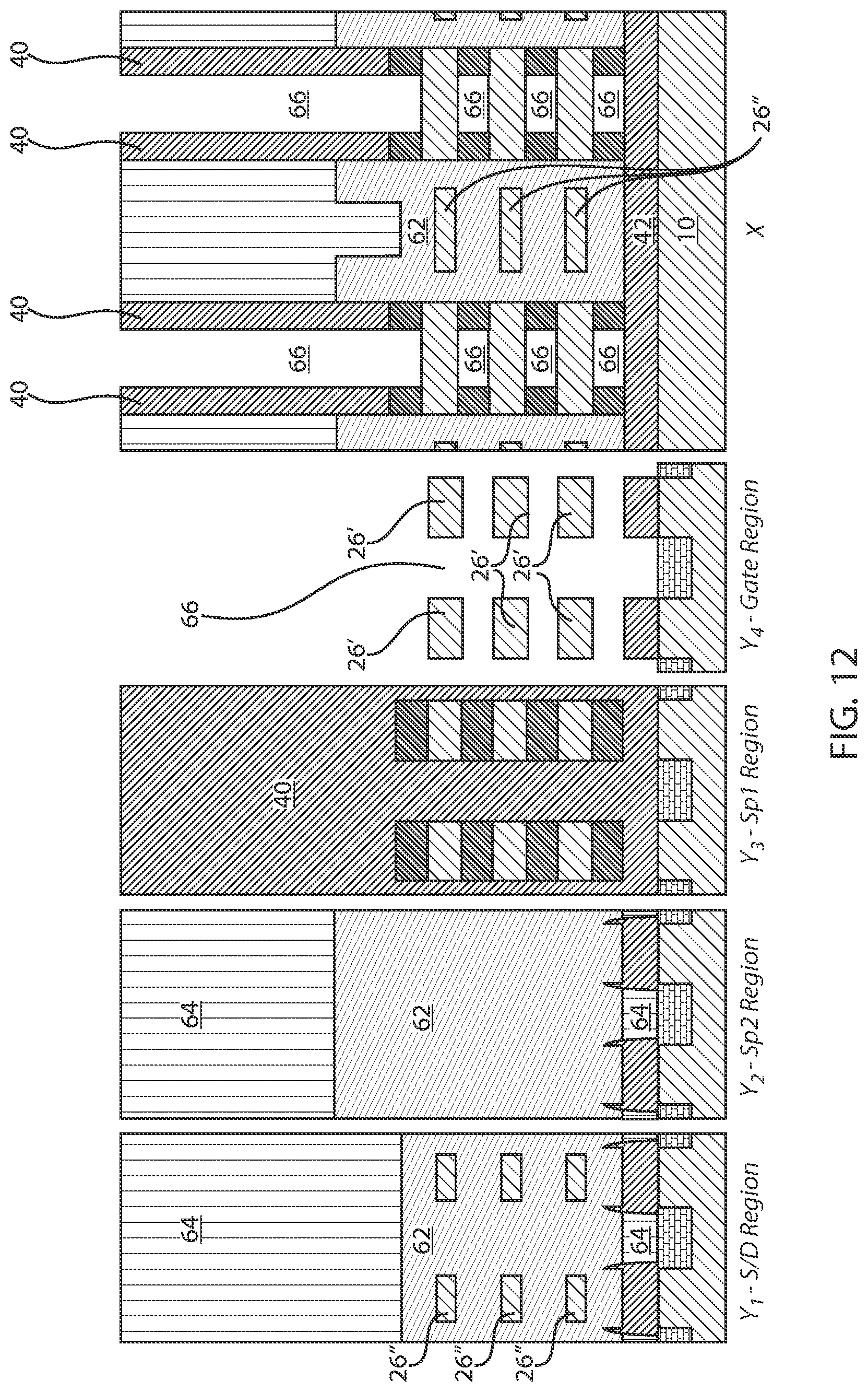 Patent US12328916 Figure 12 – CPP-agnostic source-drain contact formation for gate-all-around devices with dielectric isolation