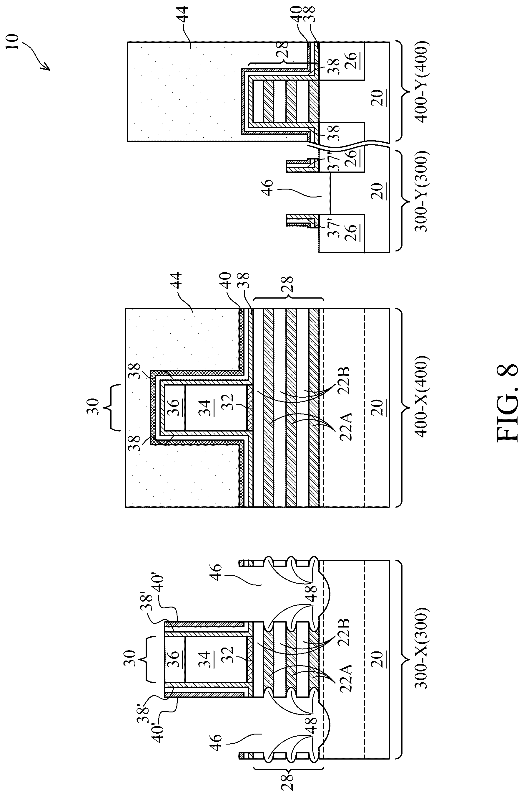 Patent US12328929 Figure 8 – Method of forming thin dummy sidewall spacers for transistors with reduced pitches