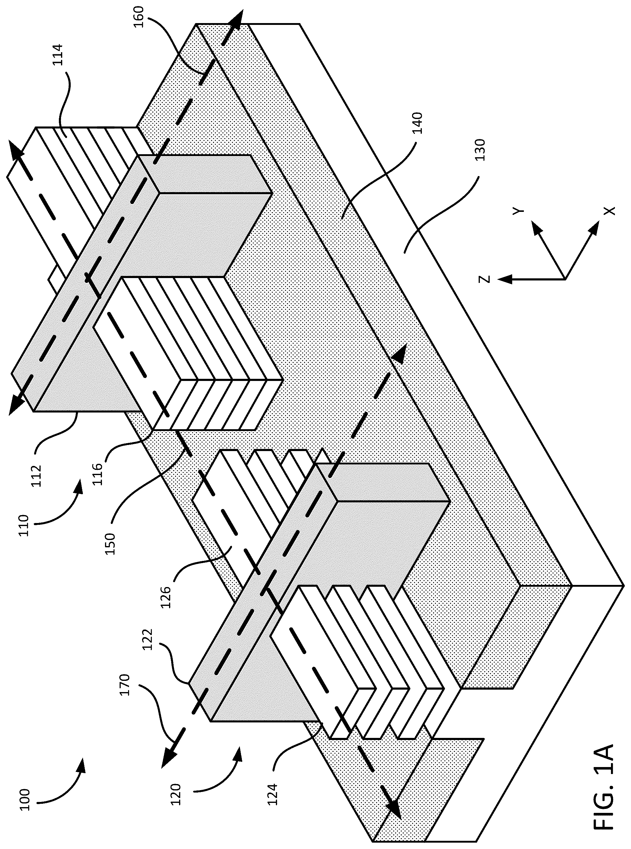 Patent US12328935 Figure 1 – Integrated input output and logic device for nanosheet technology