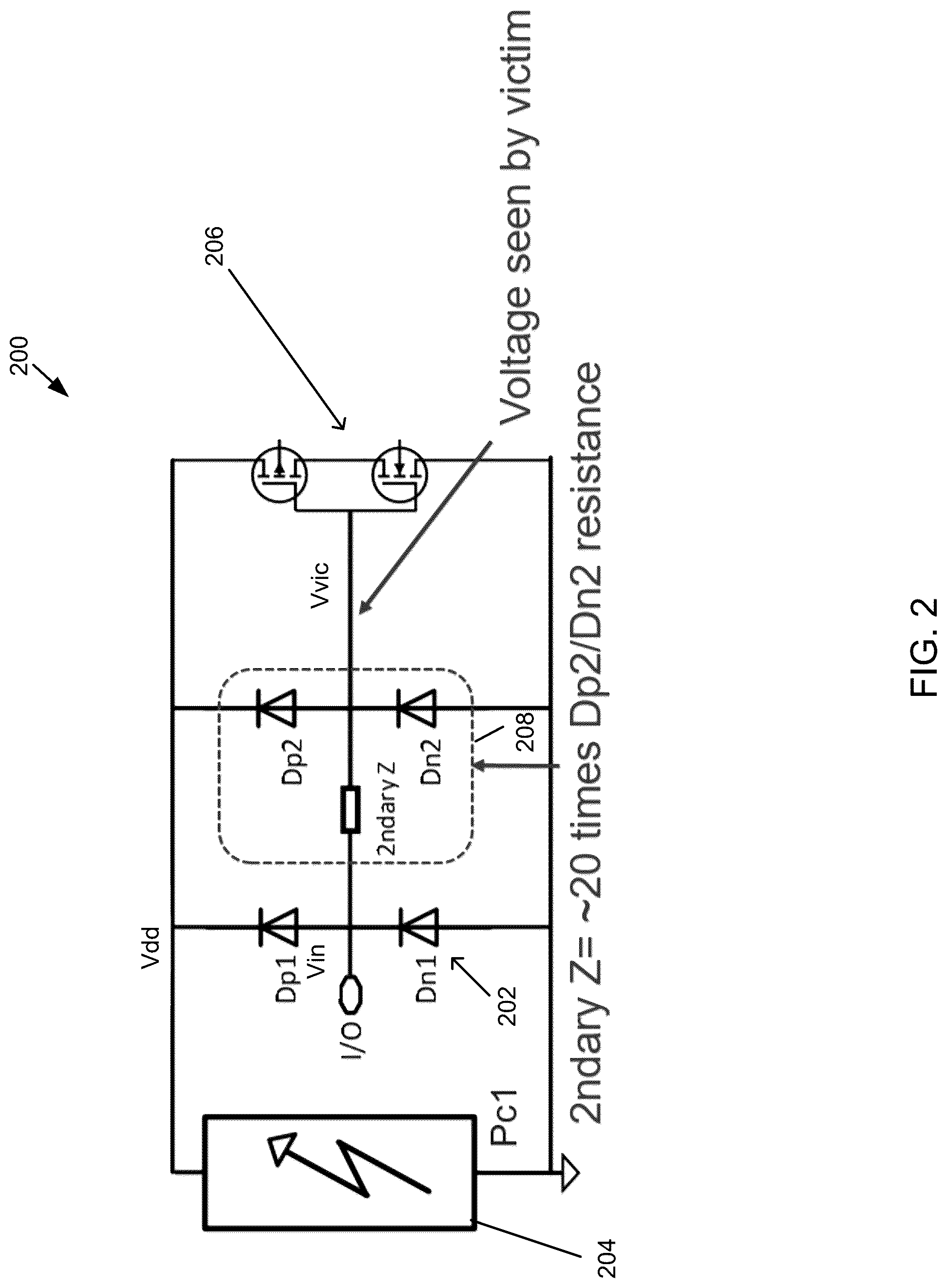 Patent US12328948 Figure 2 – Circuit and method for charge device model protection