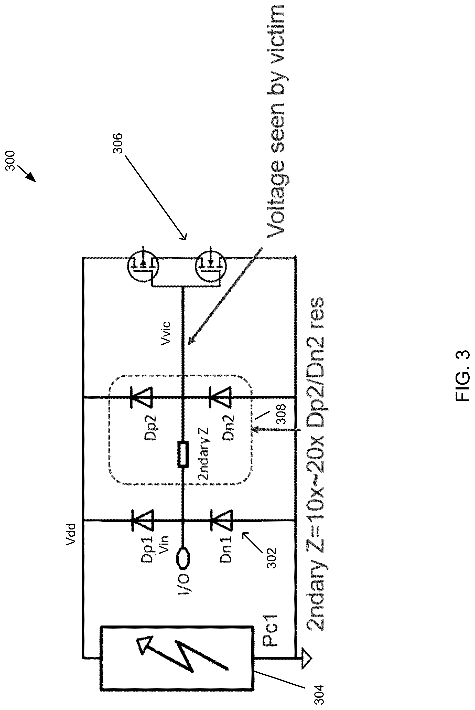 Patent US12328948 Figure 3 – Circuit and method for charge device model protection