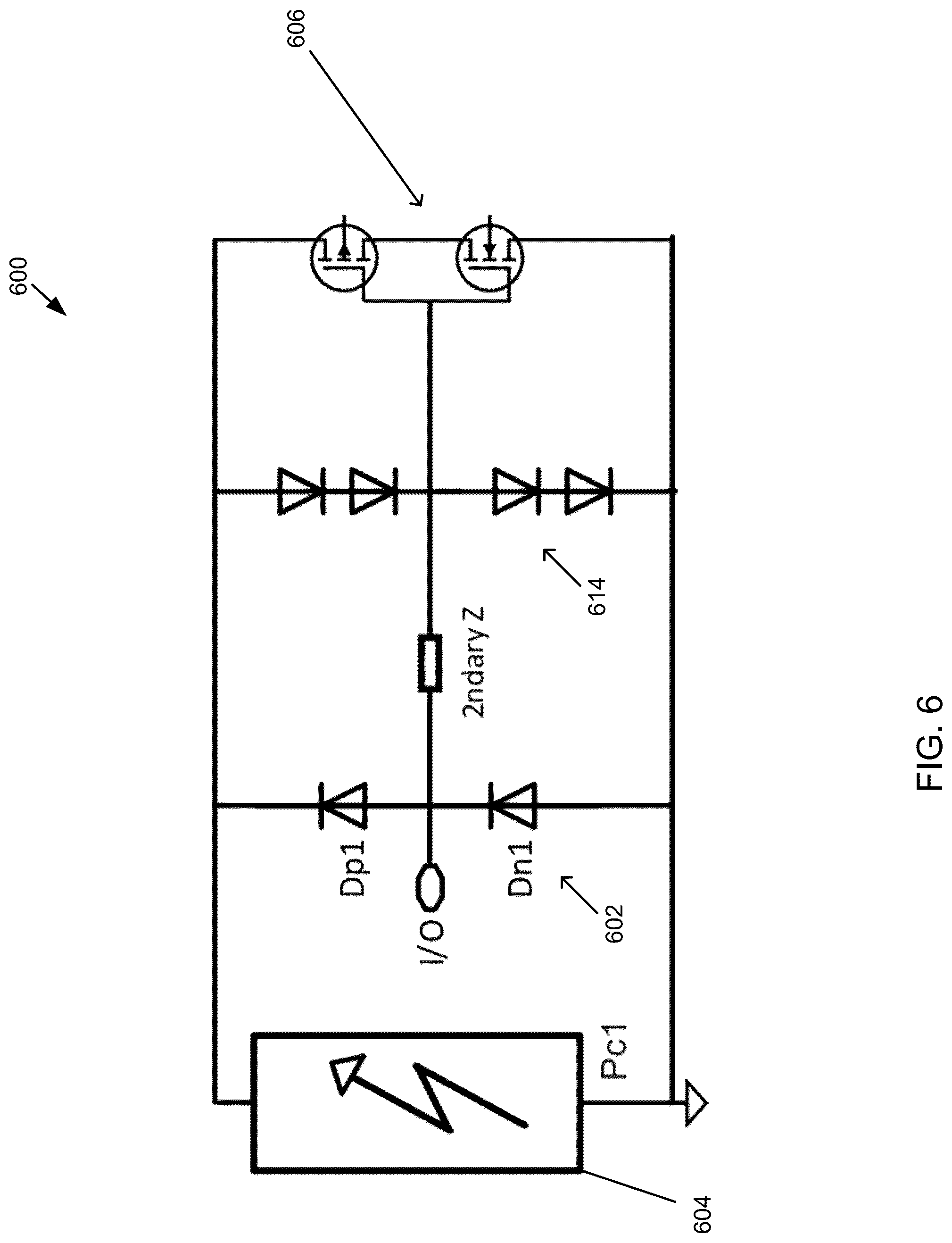 Patent US12328948 Figure 6 – Circuit and method for charge device model protection