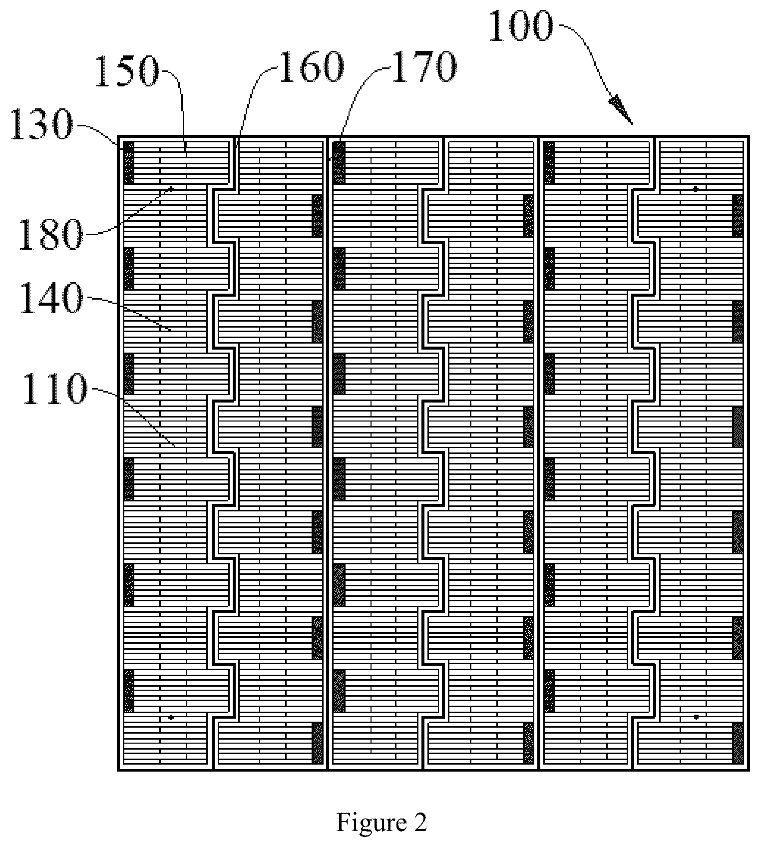 Patent US12328950 Figure 2 – Photovoltaic cell sheet and method of manufacturing the same and tile-stacking module