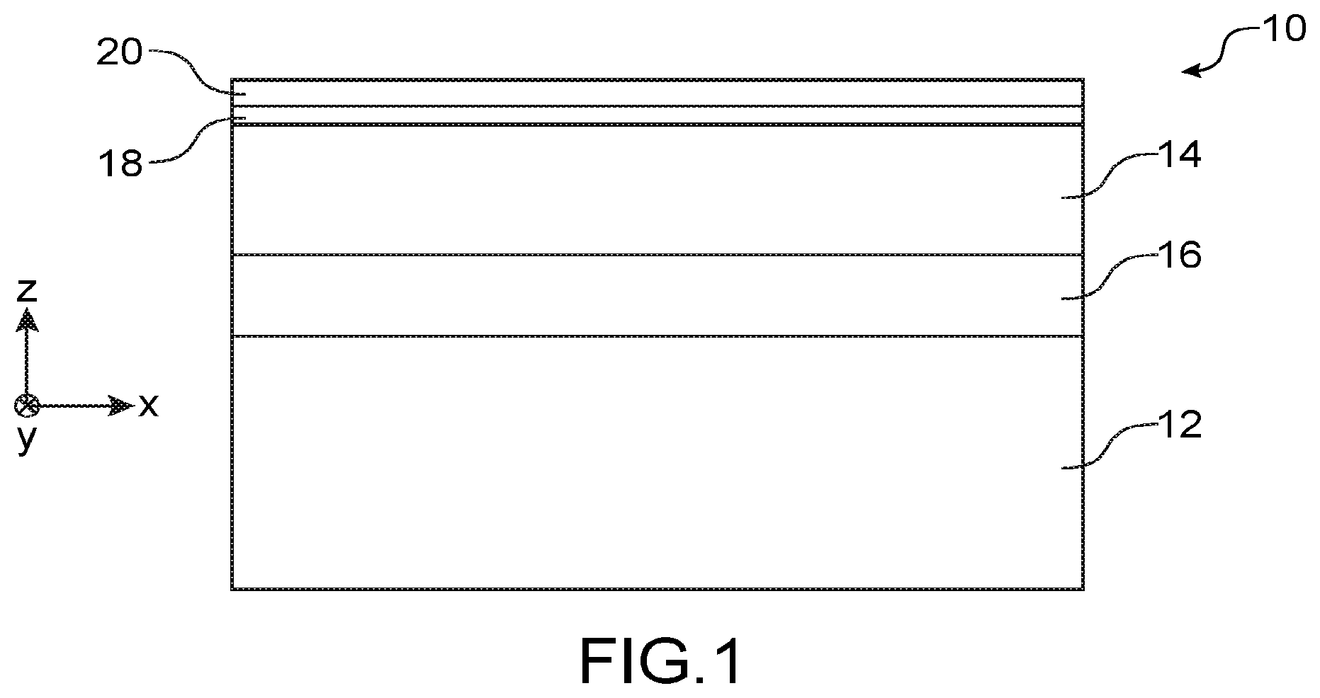 Patent US12328976 Figure 1 – Light-emitting diode comprising a hybrid structure formed of layers and nanowire
