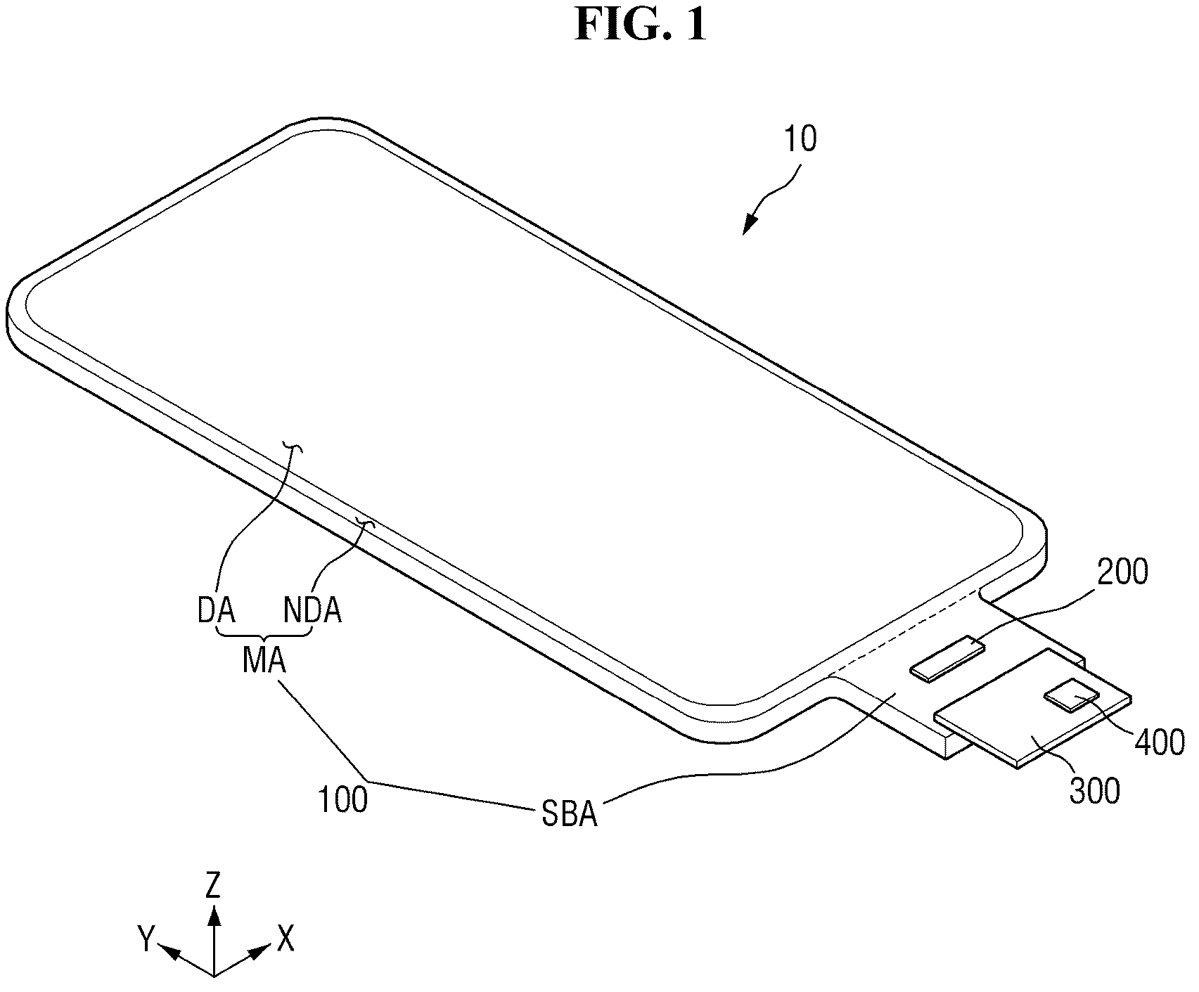 Patent US12328987 Figure 1 – Display device including reflection control layer having UV absorber