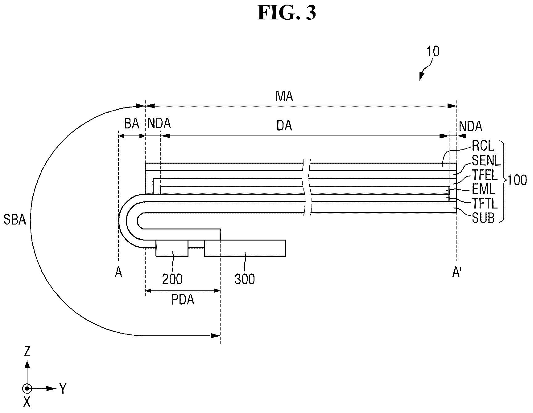 Patent US12328987 Figure 3 – Display device including reflection control layer having UV absorber