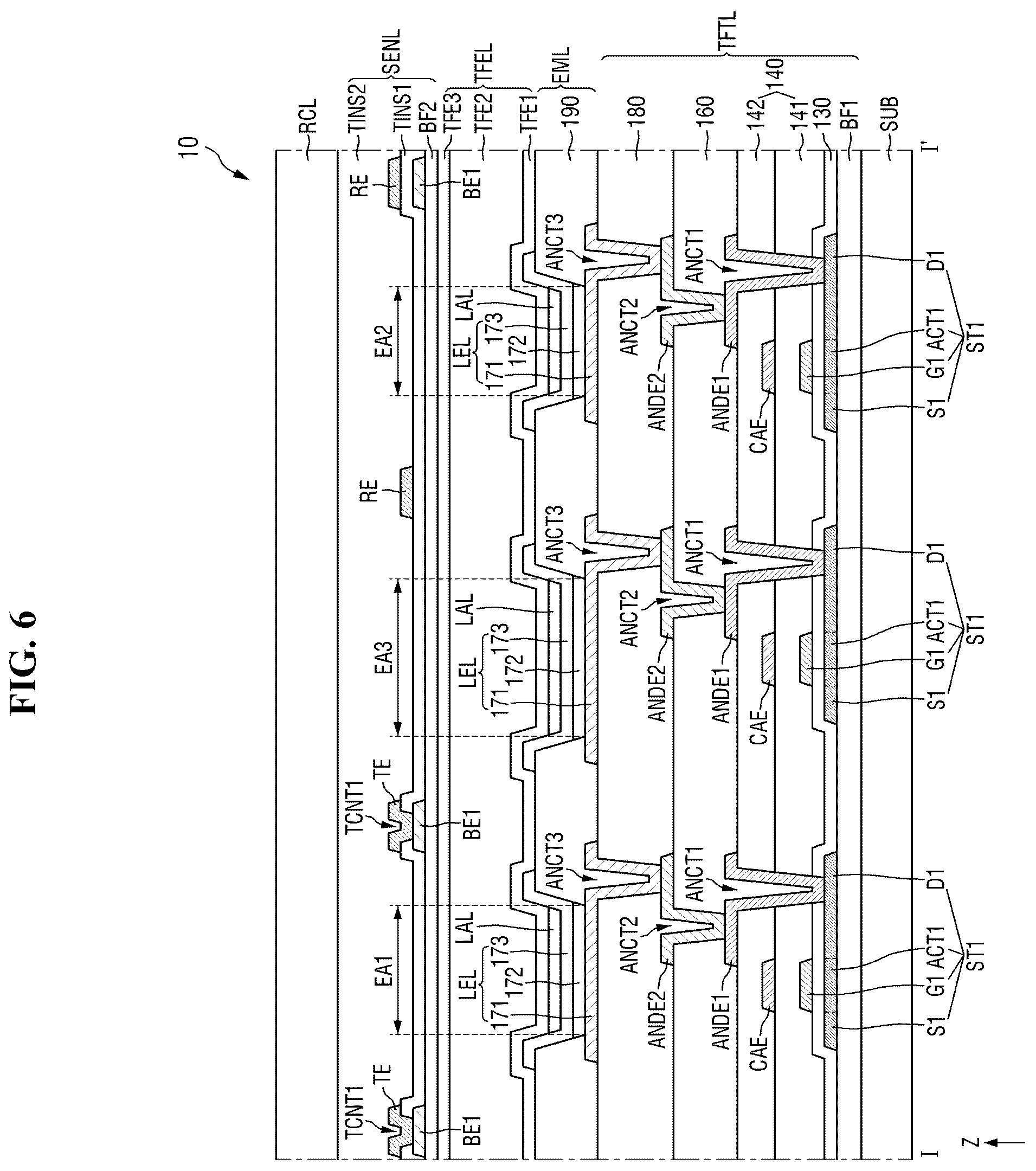 Patent US12328987 Figure 6 – Display device including reflection control layer having UV absorber