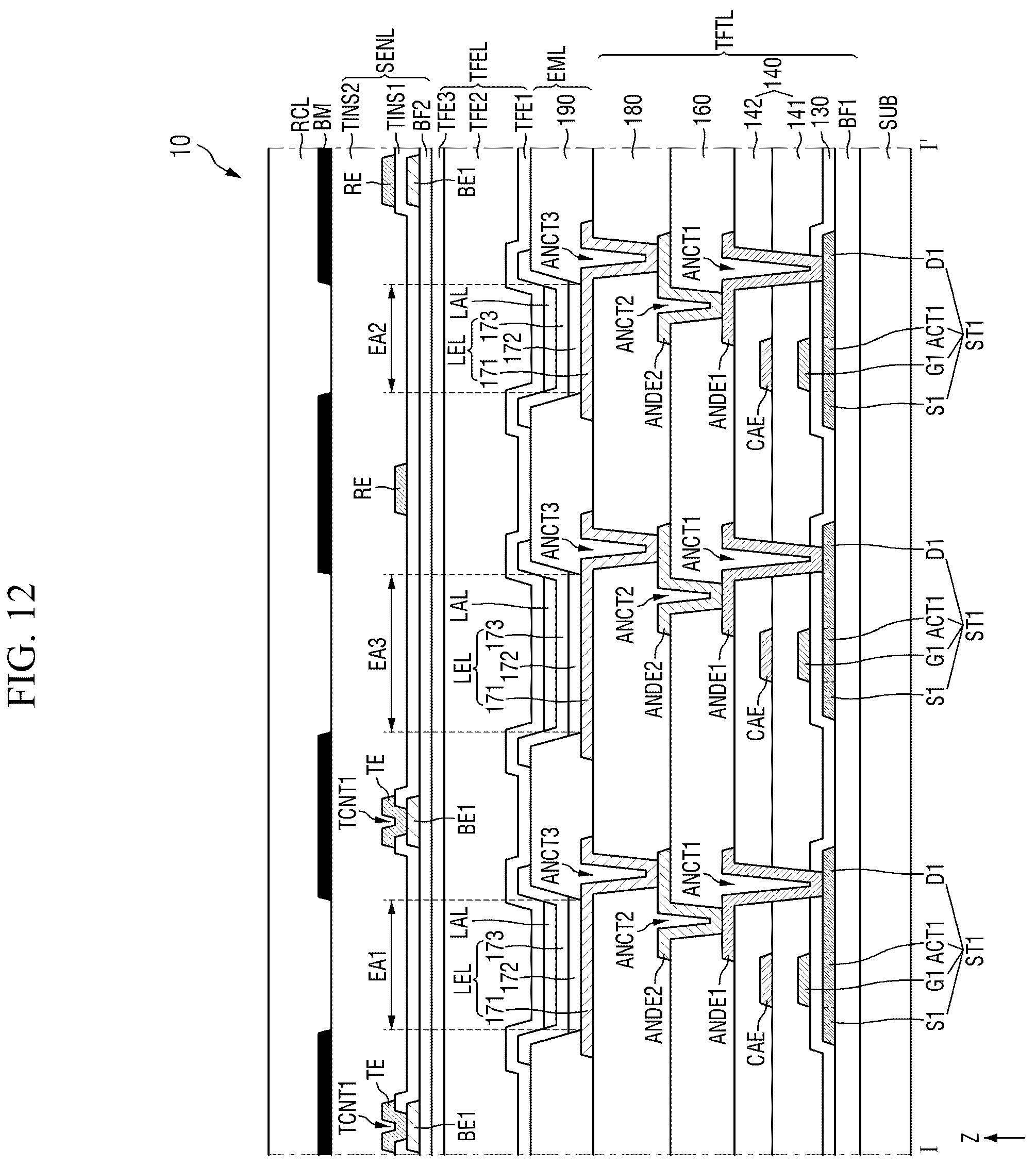 Patent US12328987 Figure 9 – Display device including reflection control layer having UV absorber