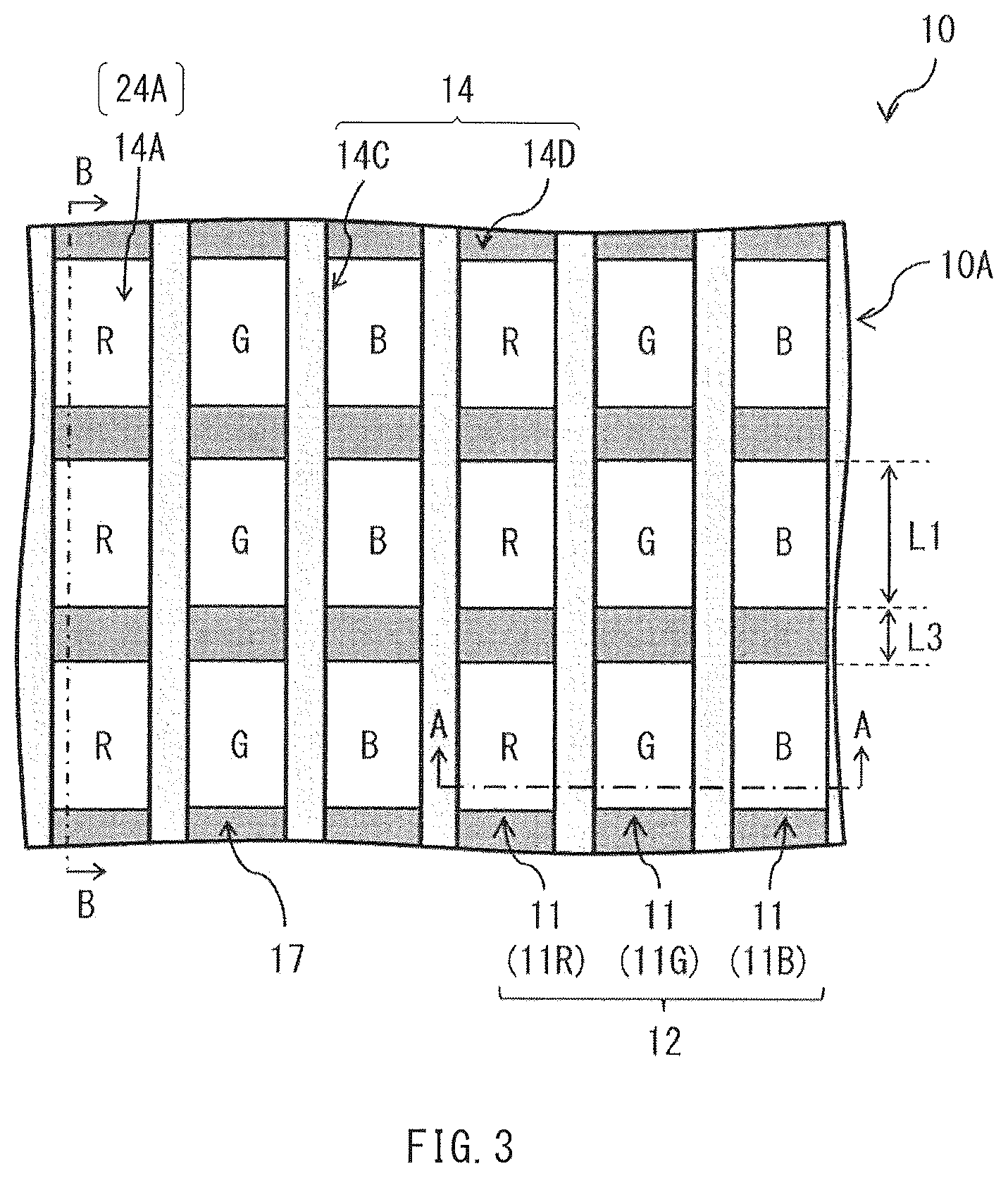 Patent US12328991 Figure 2 – Light-emitting panel, having a specific arrangement of pixels, electronic apparatus, and method of manufacturing light-emitting panel