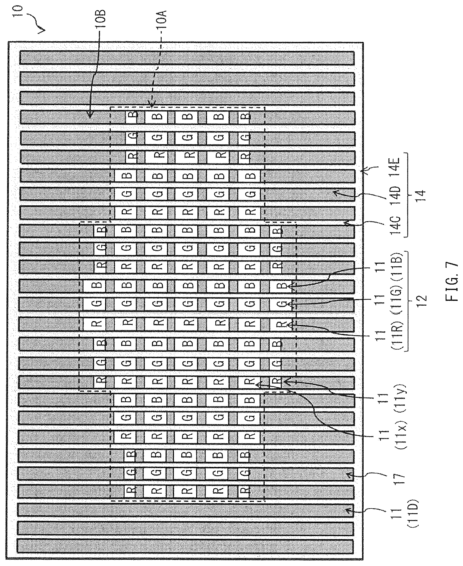 Patent US12328991 Figure 6 – Light-emitting panel, having a specific arrangement of pixels, electronic apparatus, and method of manufacturing light-emitting panel