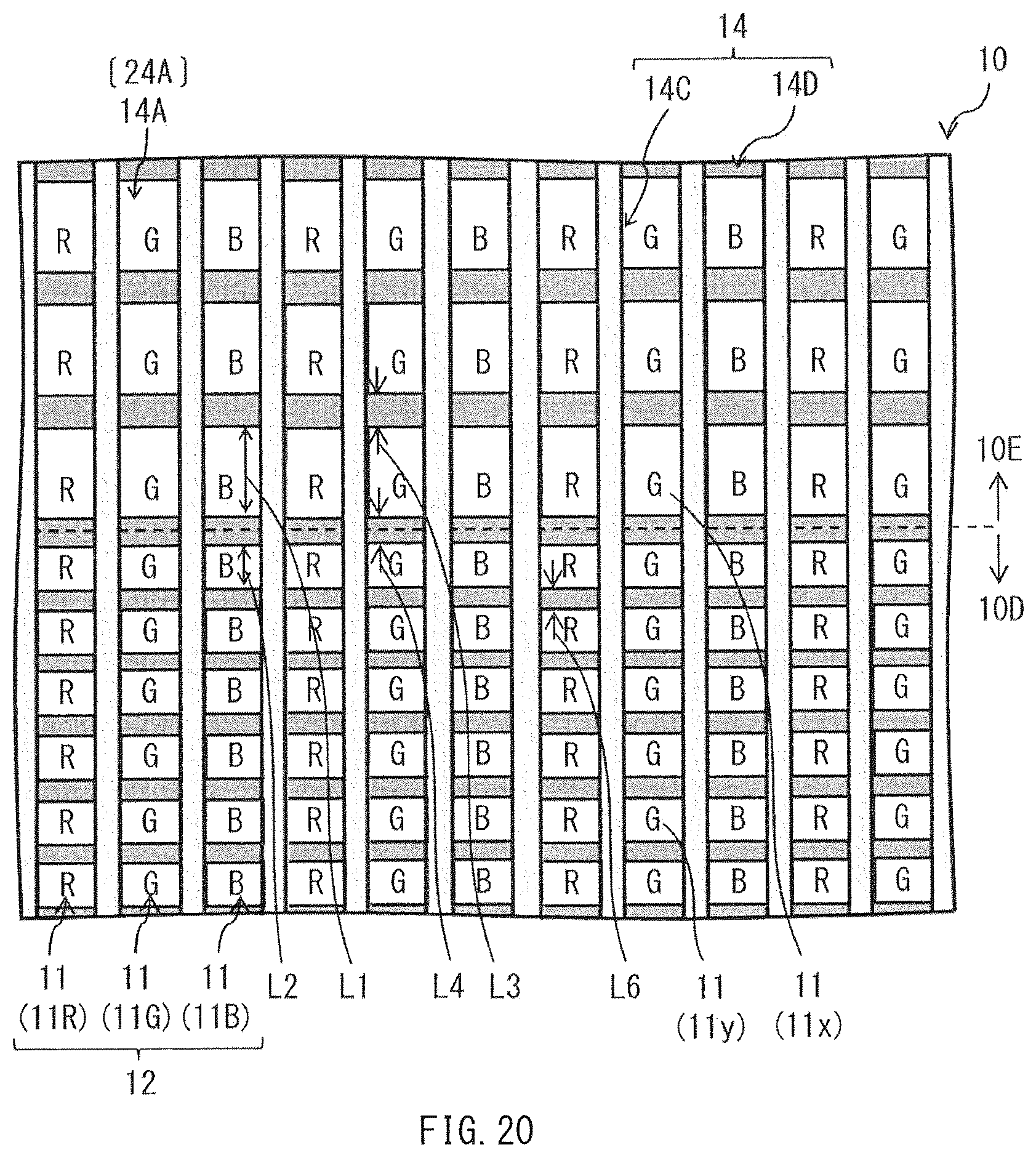 Patent US12328991 Figure 15 – Light-emitting panel, having a specific arrangement of pixels, electronic apparatus, and method of manufacturing light-emitting panel