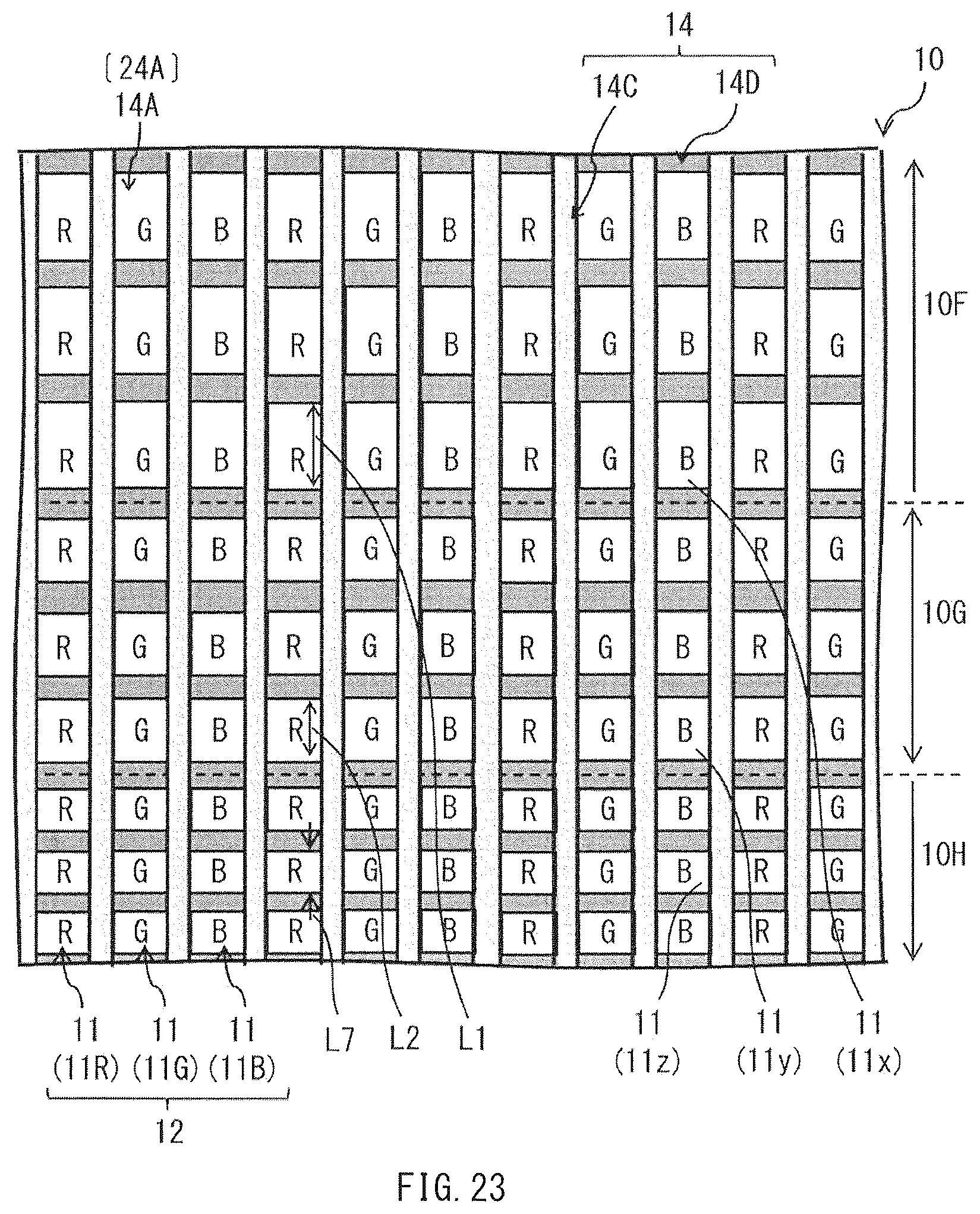 Patent US12328991 Figure 17 – Light-emitting panel, having a specific arrangement of pixels, electronic apparatus, and method of manufacturing light-emitting panel