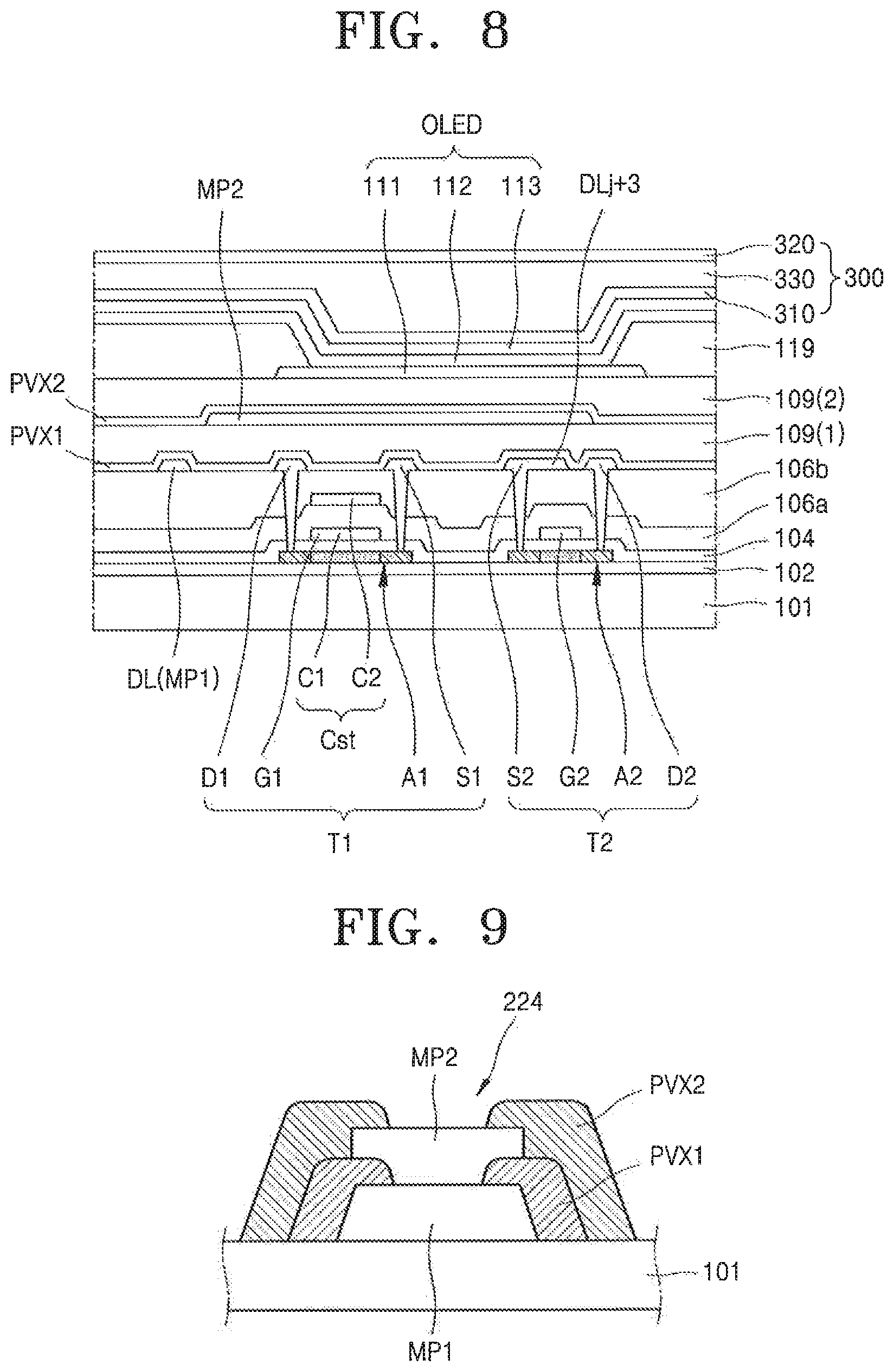 Patent US12328995 Figure 7 – Display device with protection and encapsulation layers to seal display unit