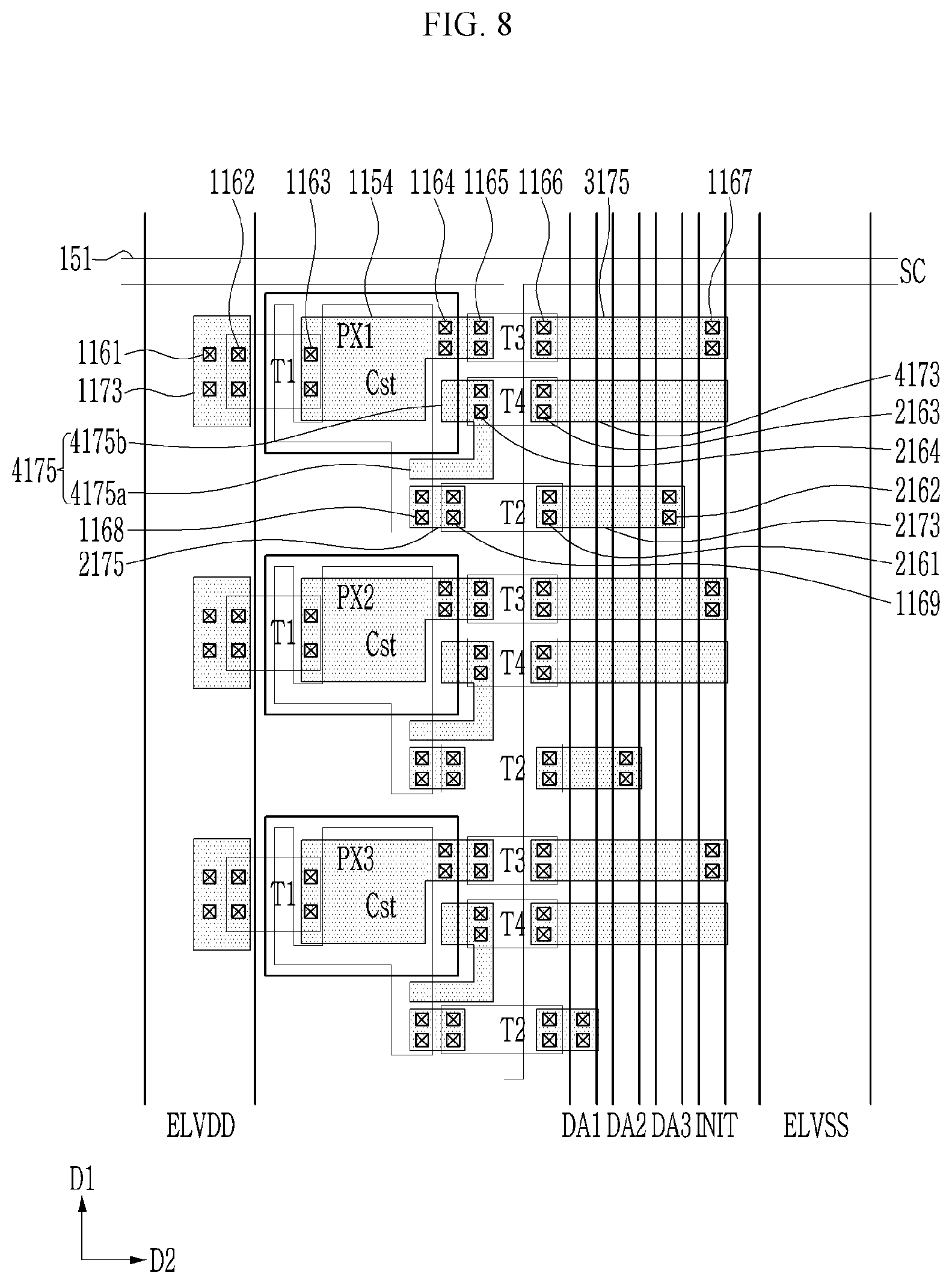 Patent US12328998 Figure 8 – Display device and method for repairing the same