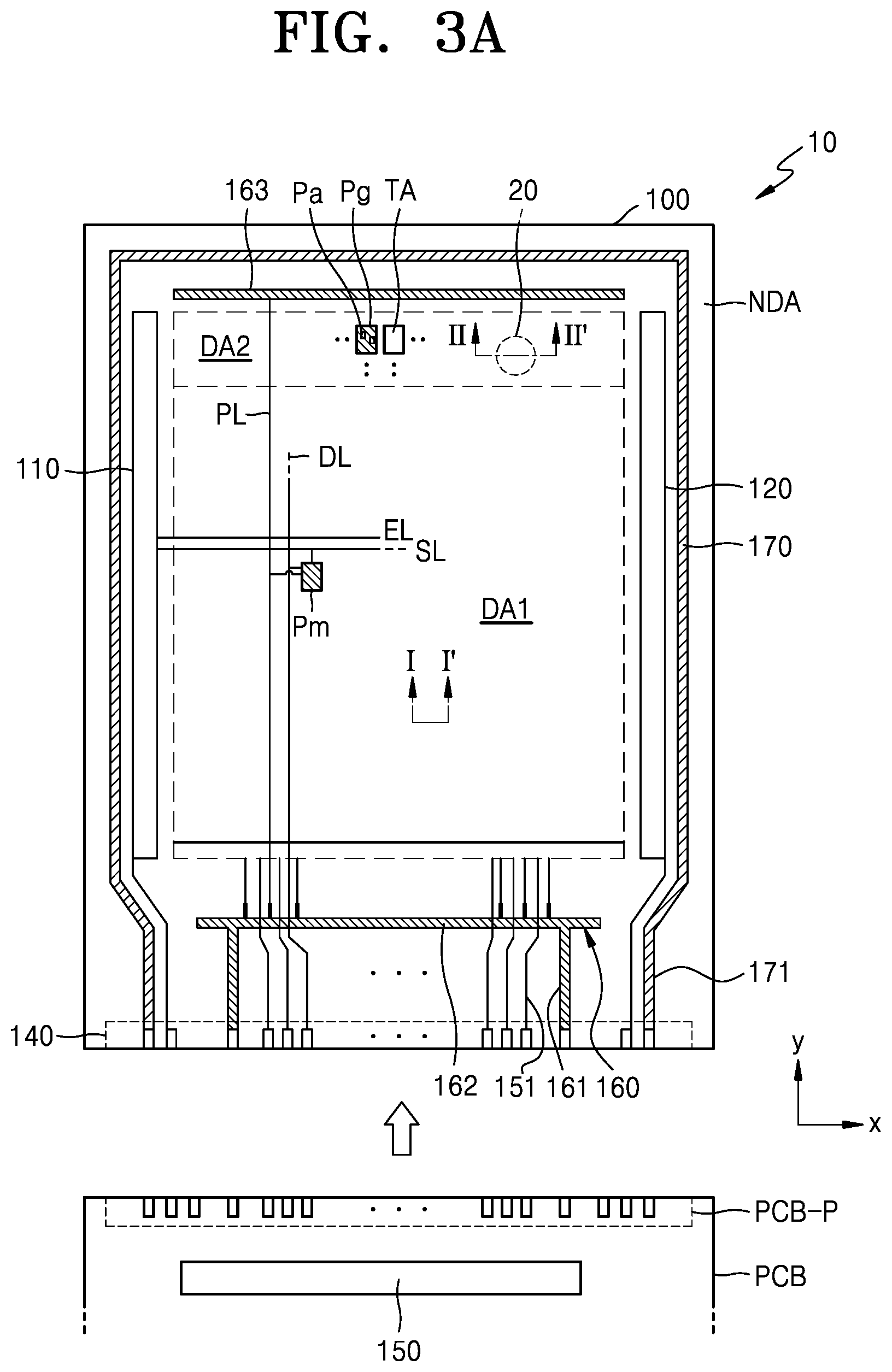 Patent US12329011 Figure 2 – Display device including auxiliary sub-pixels having connected intermediate layers