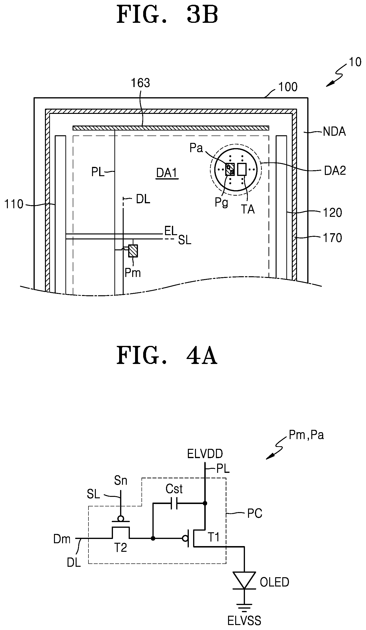 Patent US12329011 Figure 3 – Display device including auxiliary sub-pixels having connected intermediate layers