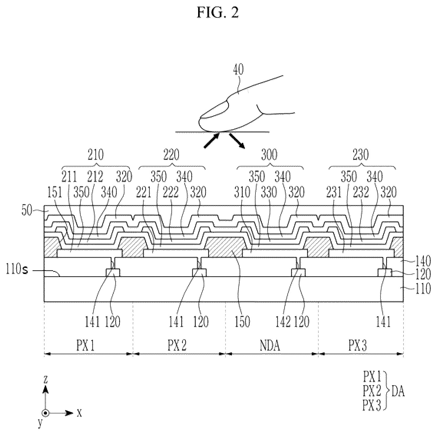 Patent US12329022 Figure 2 – Sensor-embedded display panel and electronic device