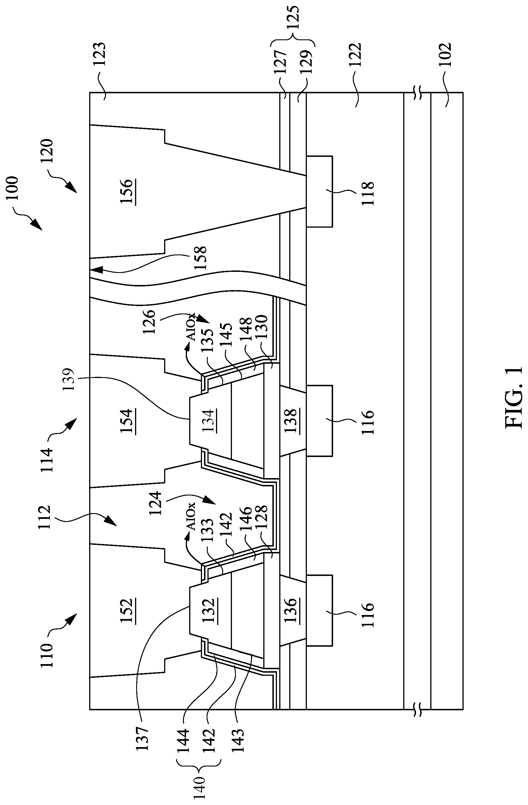 Patent US12329039 — Magnetic tunnel junction structures with protection outer layers — Figure 1