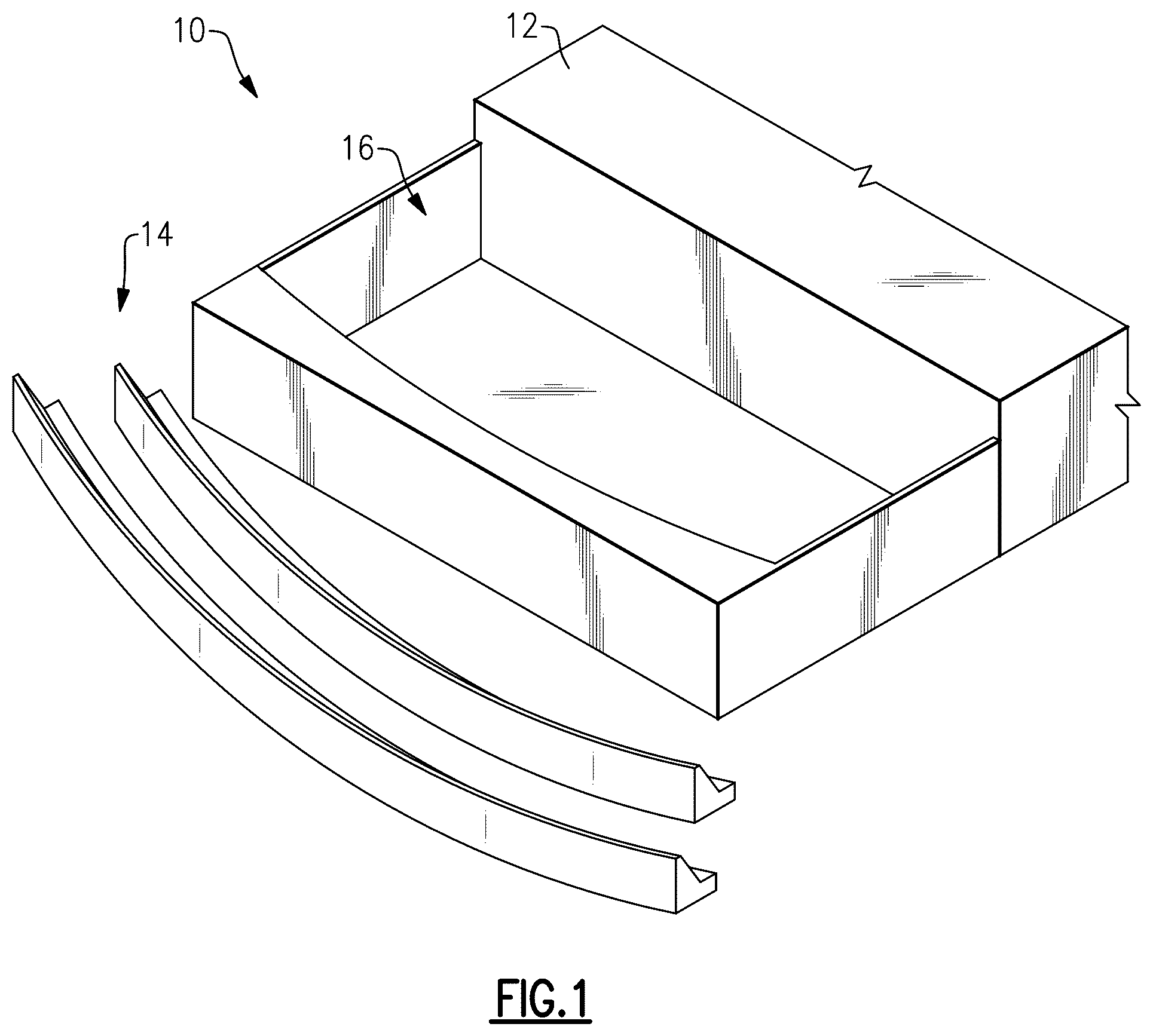 Patent US12331539 Figure 1 – Leg for a frame assembly for use with orchestra pit fillers or stage extensions