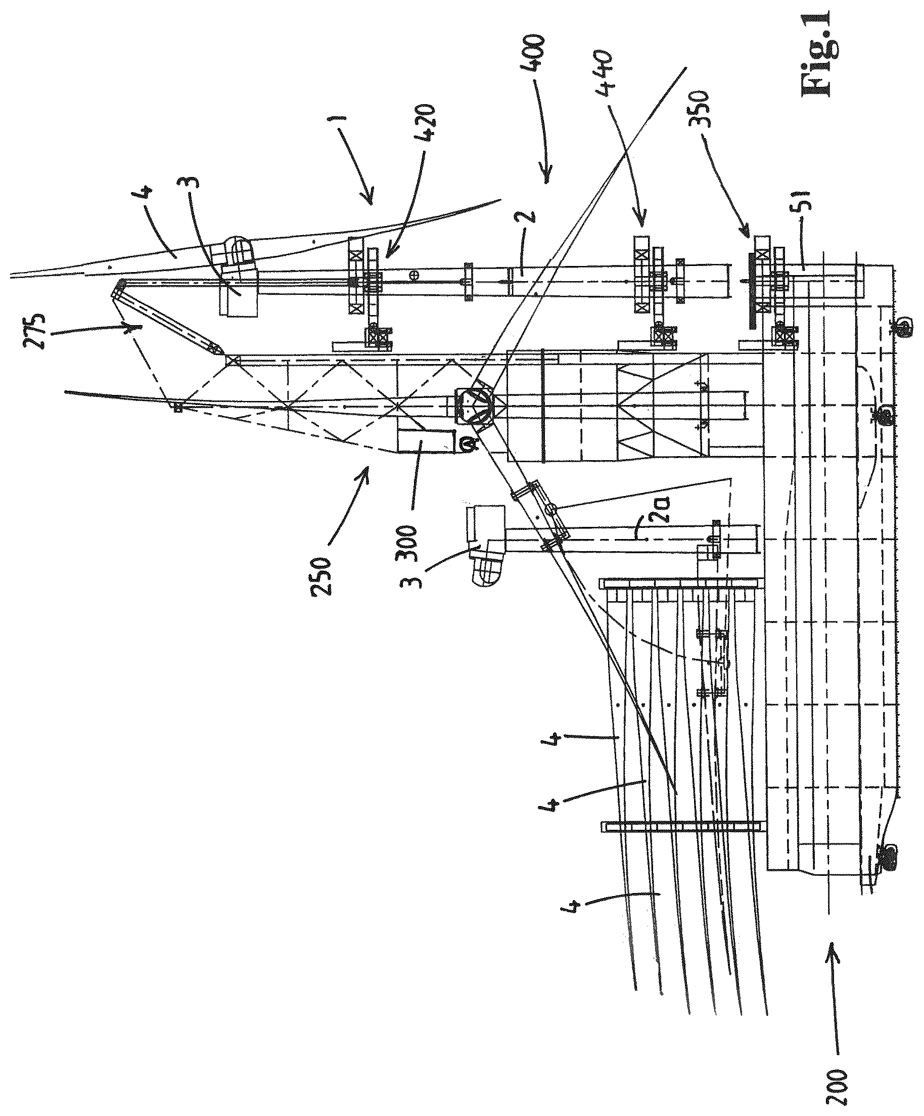 Patent US12331719 Figure 1 – Installation of a wind turbine on a floating foundation
