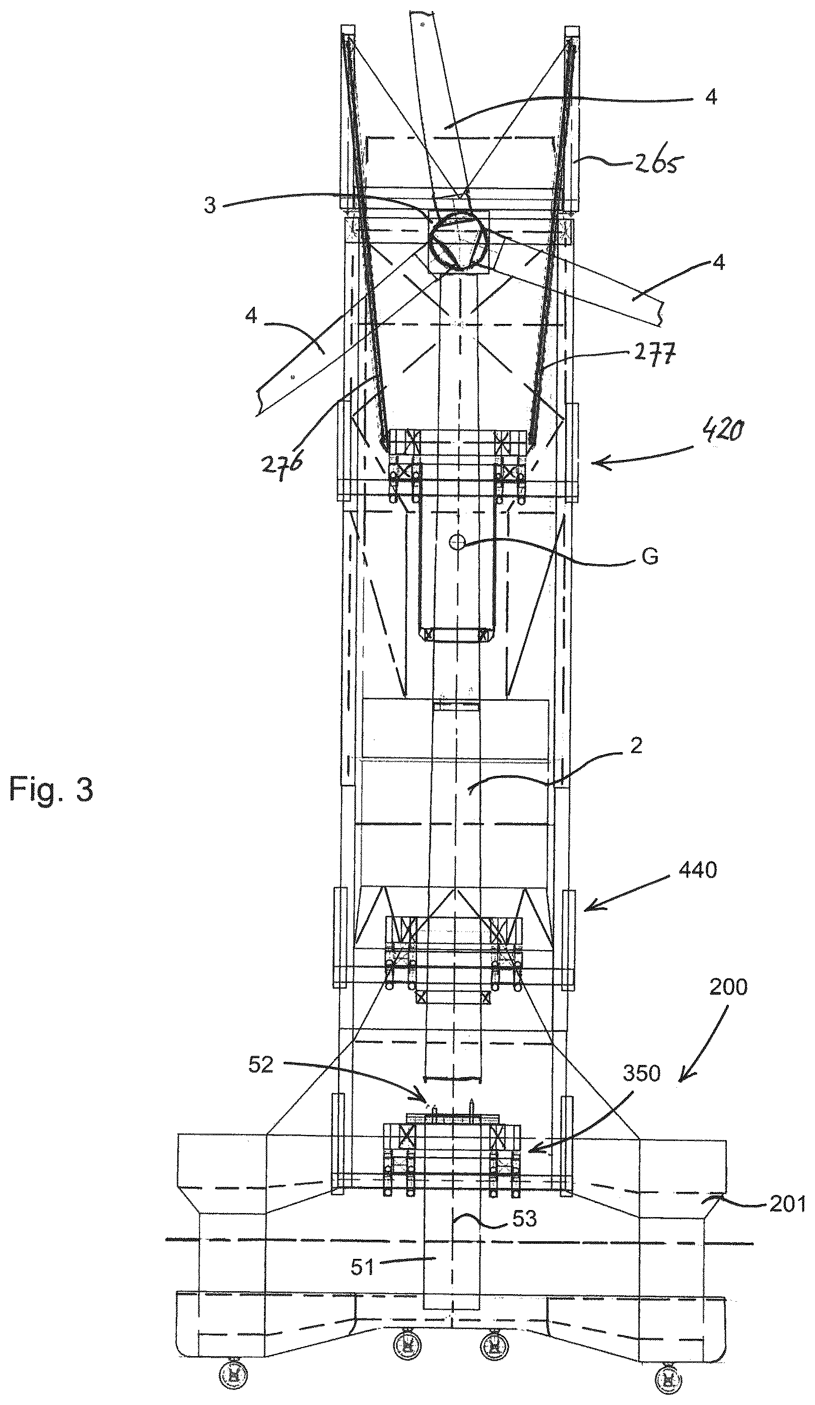 Patent US12331719 Figure 3 – Installation of a wind turbine on a floating foundation