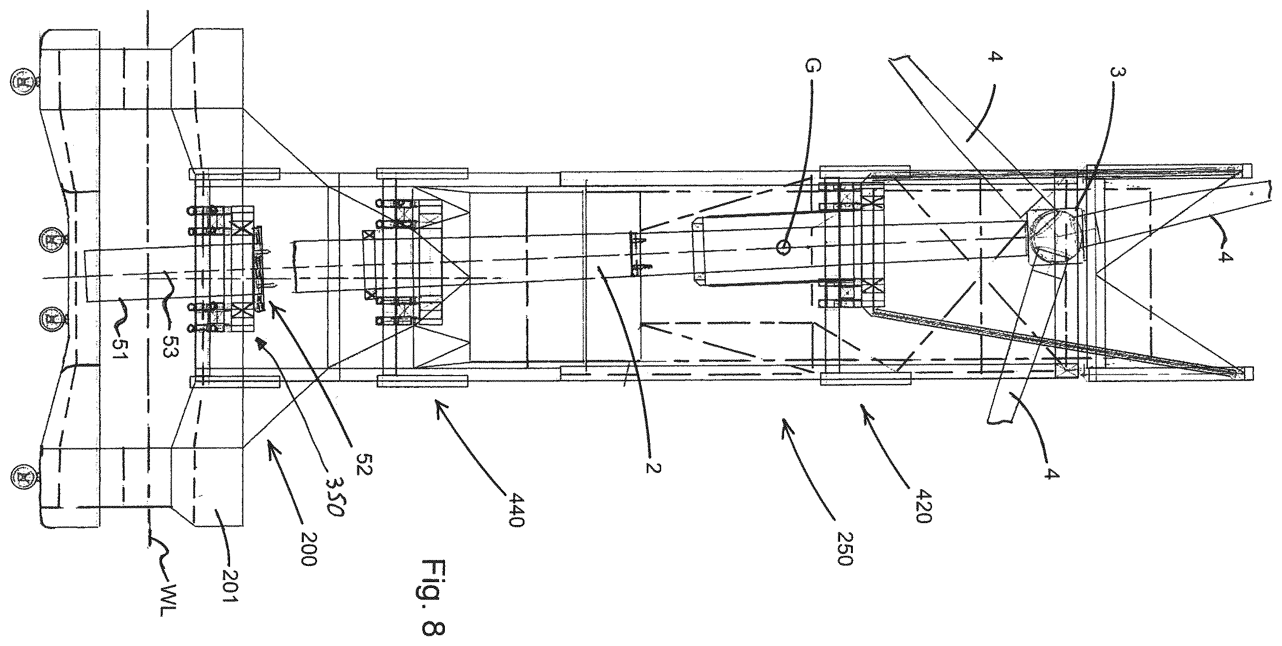 Patent US12331719 Figure 8 – Installation of a wind turbine on a floating foundation