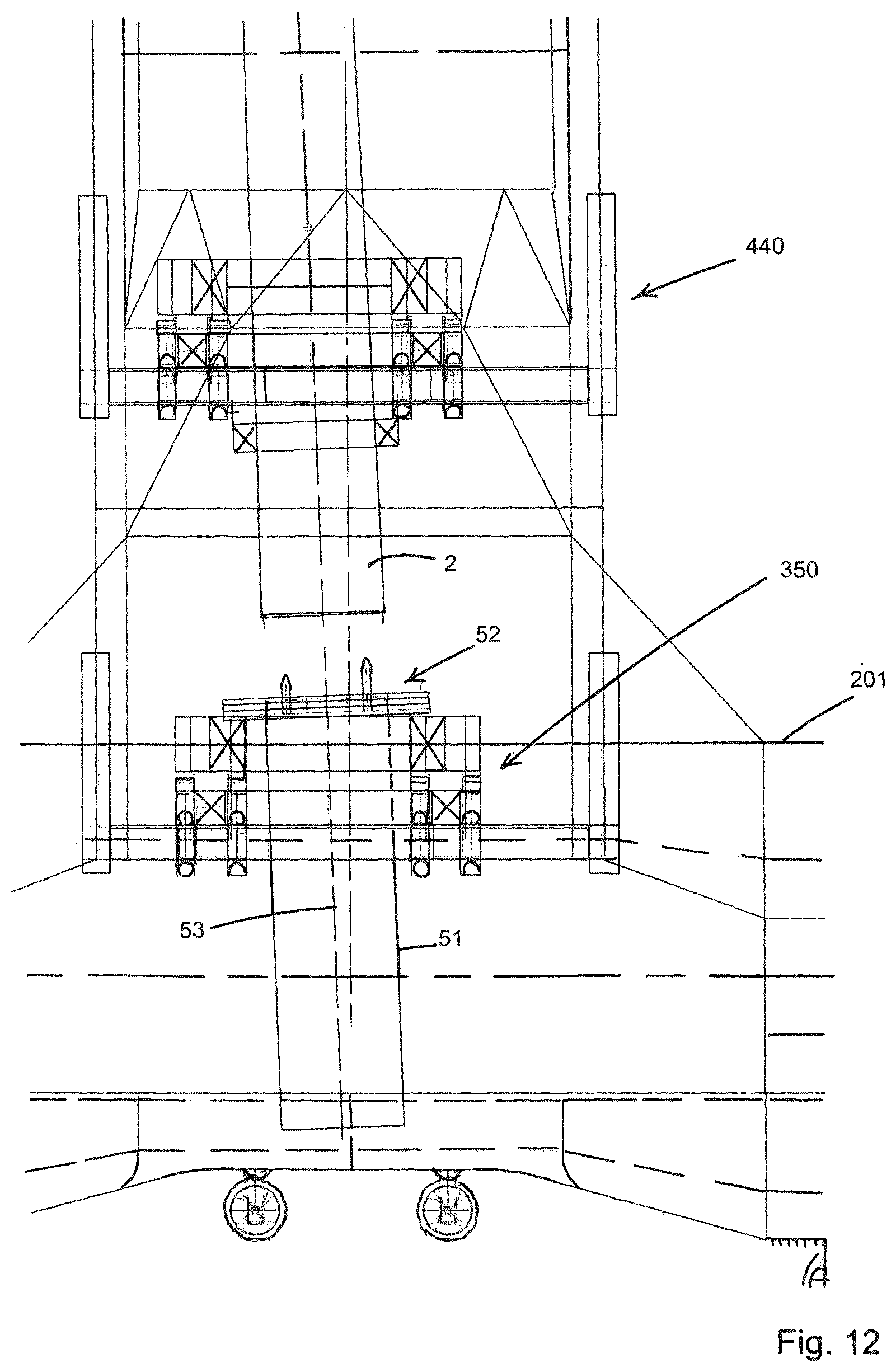 Patent US12331719 Figure 12 – Installation of a wind turbine on a floating foundation