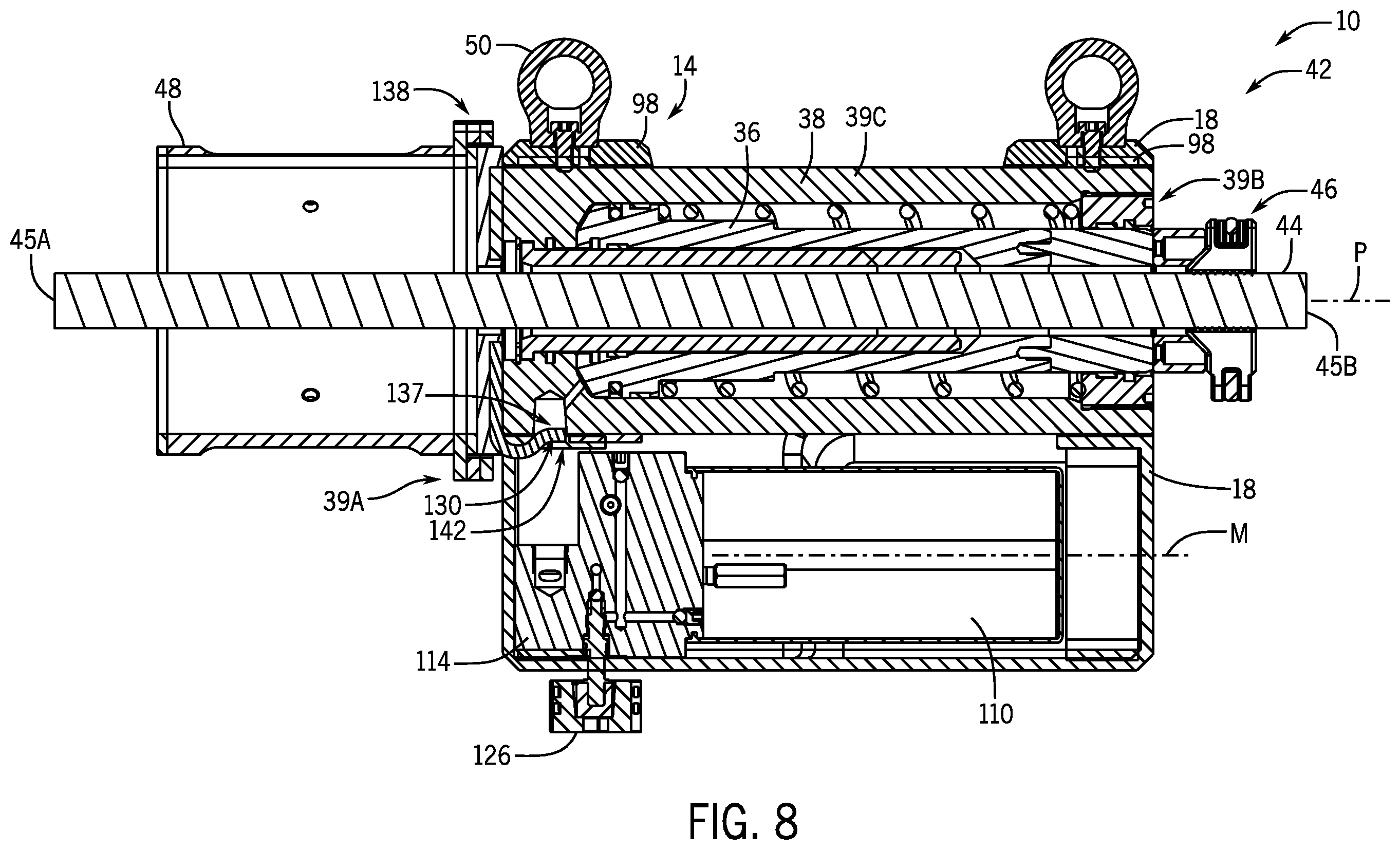 Patent US12331764 Figure 5 – Hydraulic jack assembly and pin puller assembly